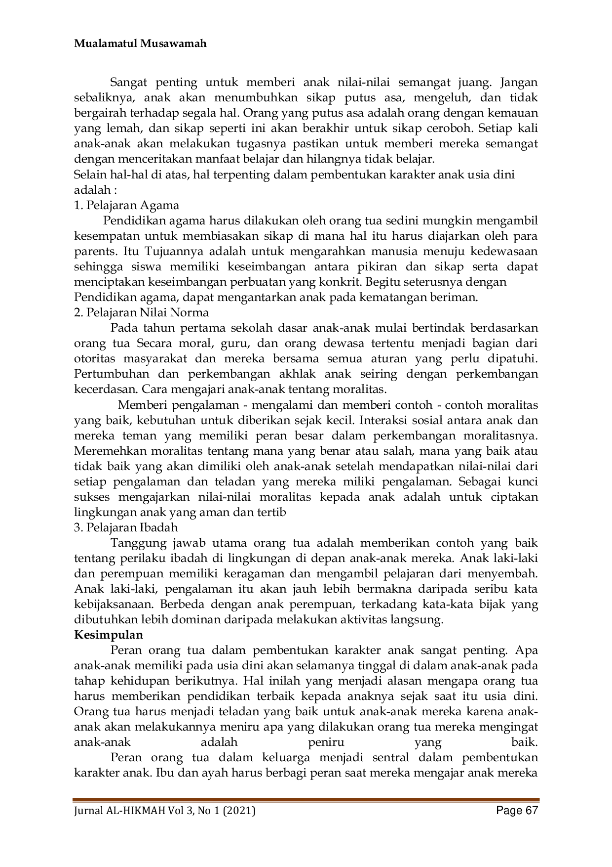 JURIS Peran Orang Tua Dan Guru Dalam Membentuk Karakter Anak Di Kabupaten Demak