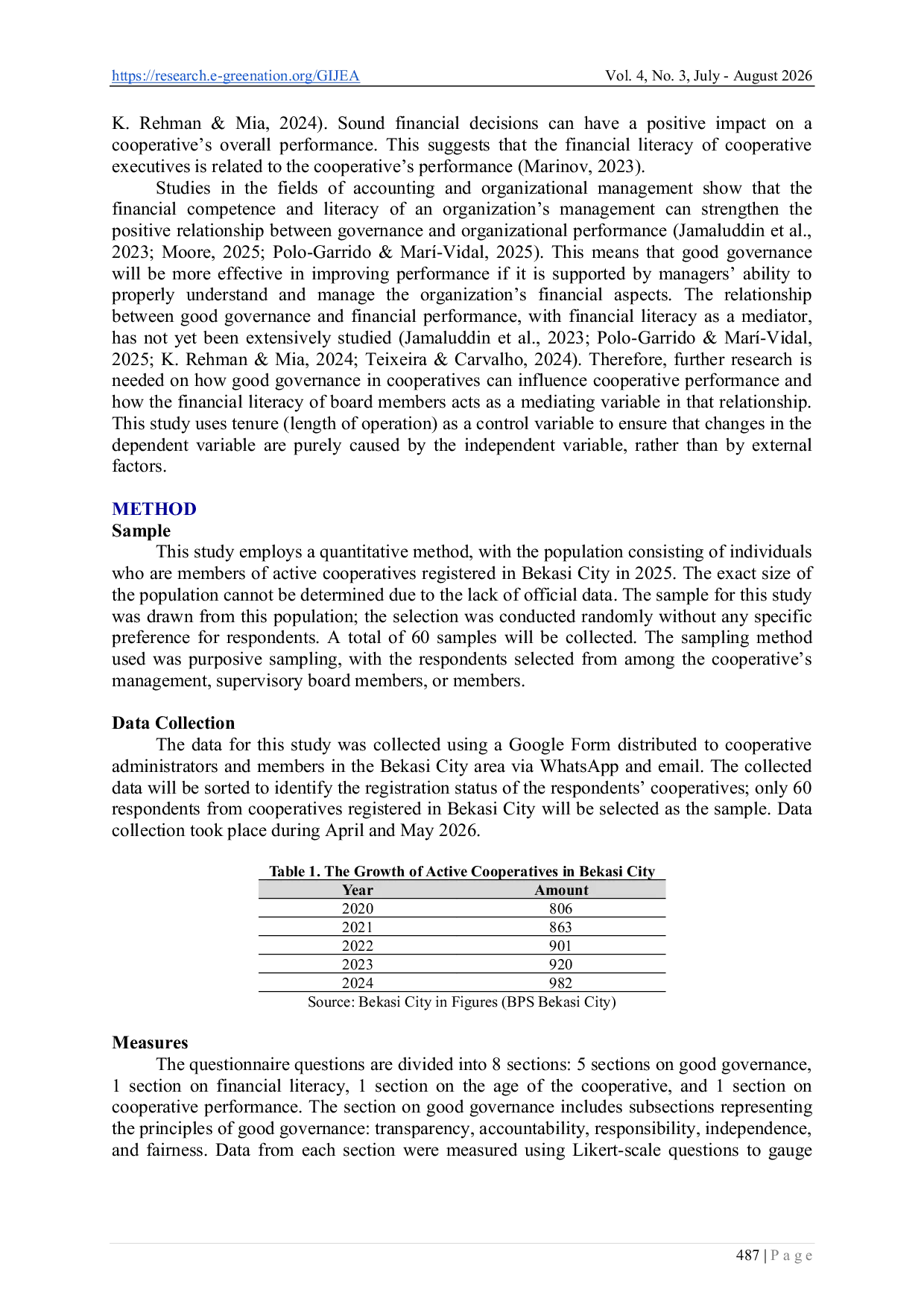 JURIS Financial Literacy as a Mediating Mechanism between Good Governance and Cooperative Financial Performance Perception Evidence from Bekasi City Indonesia