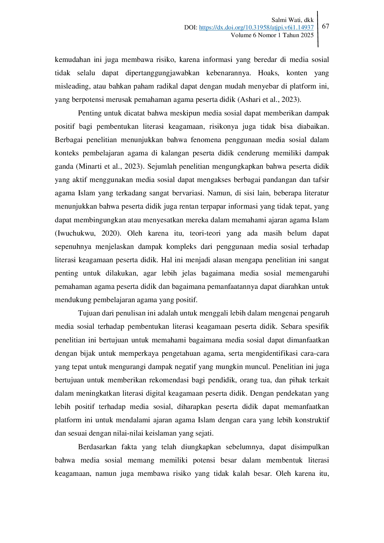 JURIS Penggunaan Media Sosial Sebagai Double Edge Sword dalam Membentuk Literasi Keagamaan Siswa Madrasah Aliyah