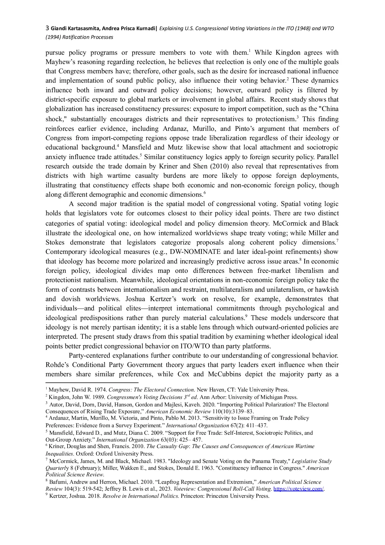 JURIS Explaining the United States of America s Congressional Voting Variations on International Trade Organization Establishment