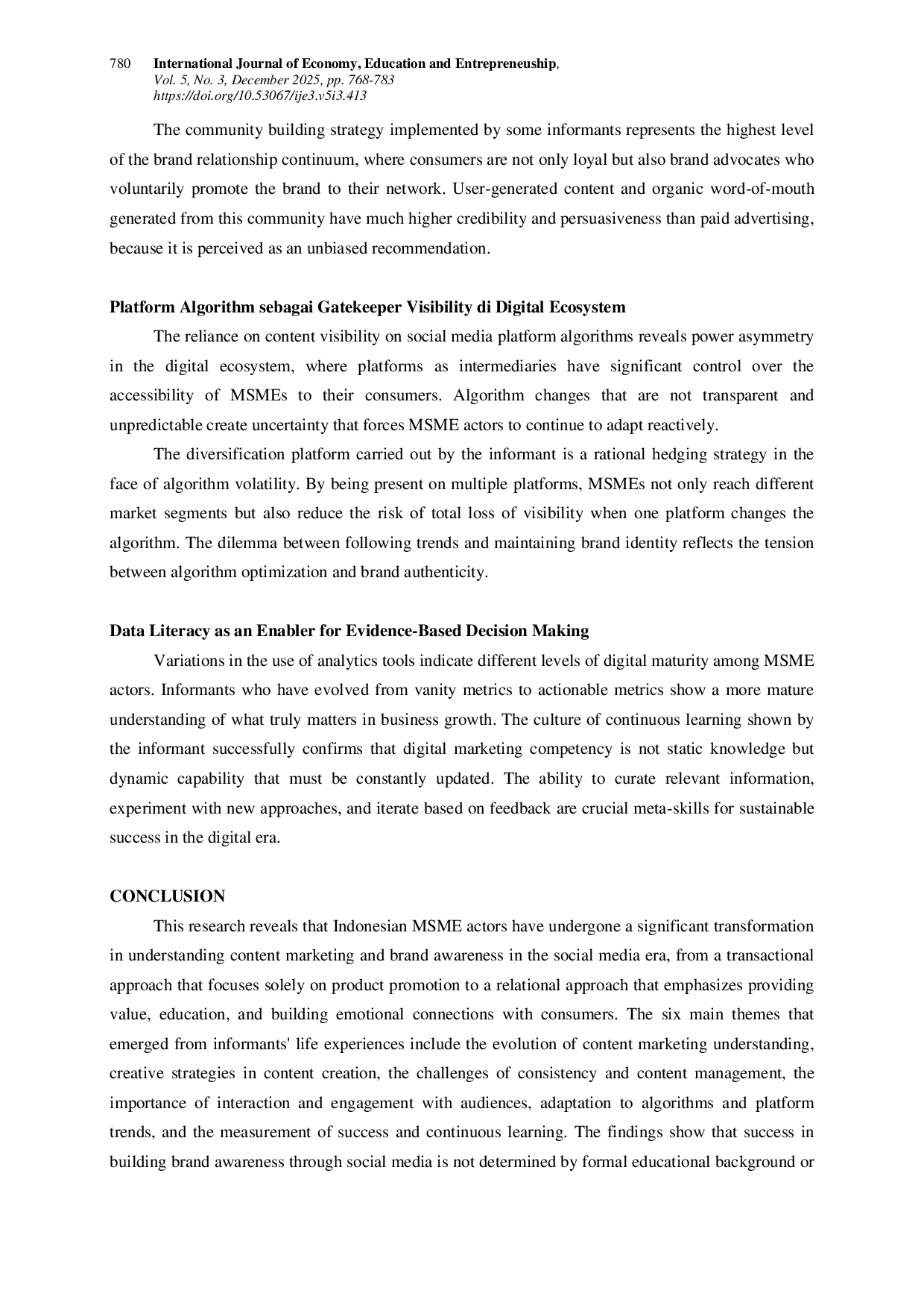 JURIS Content Marketing Strategies and Building Brand Awareness in the Era of Social Media A Phenomenological Study on Indonesian MSMEs