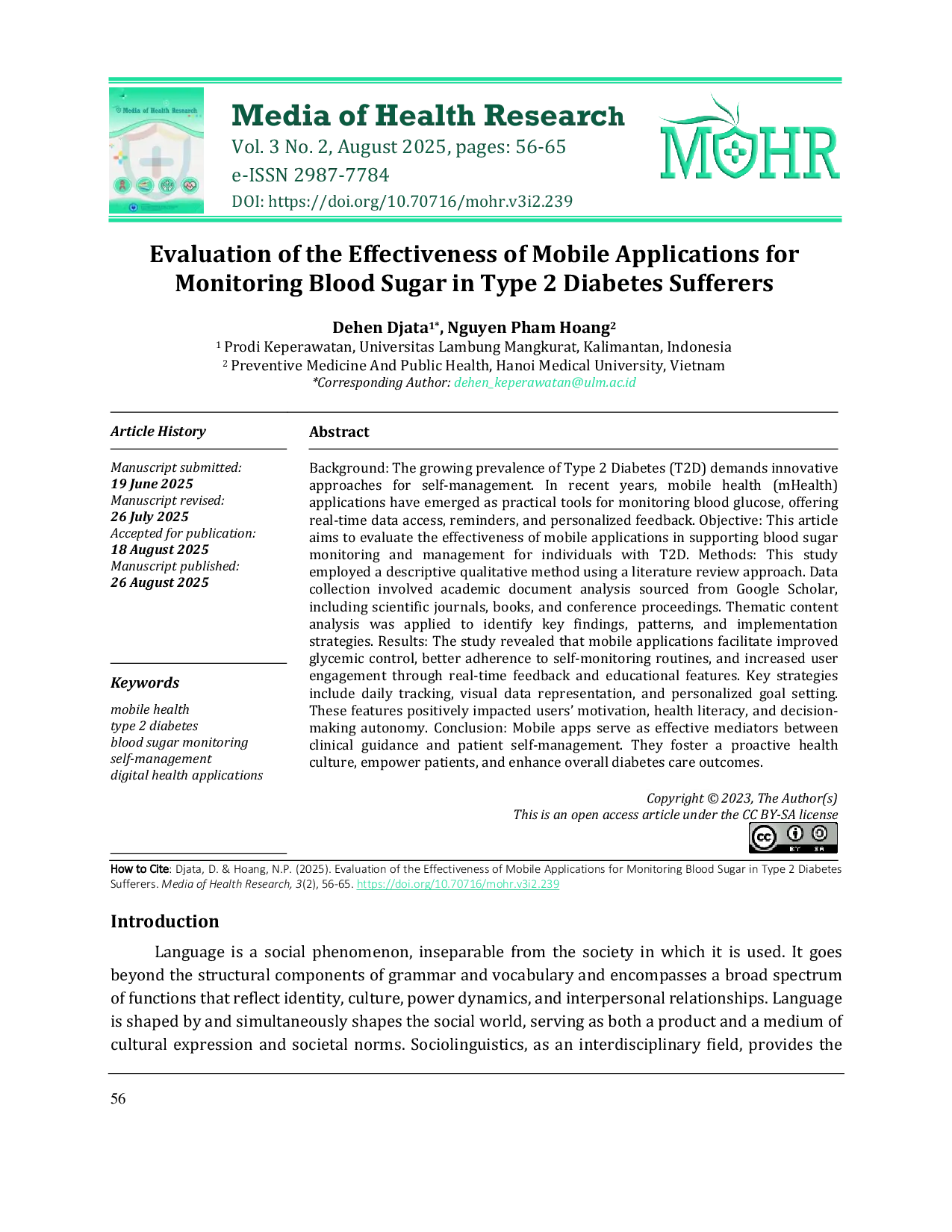 JURIS Evaluation of the Effectiveness of Mobile Applications for Monitoring Blood Sugar in Type 2 Diabetes Sufferers