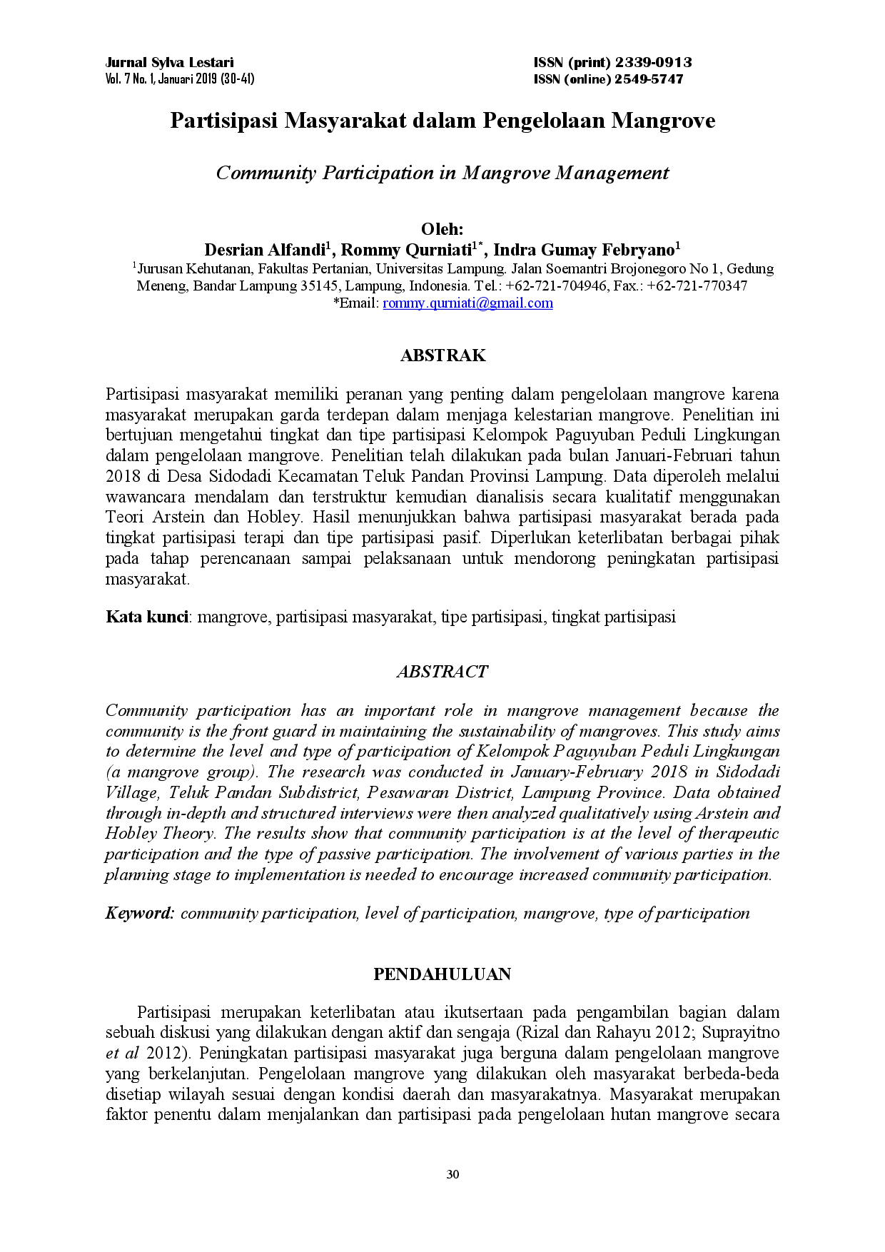 juris Partisipasi Masyarakat dalam Pengelolaan Mangrove Community Participation in Mangrove Management