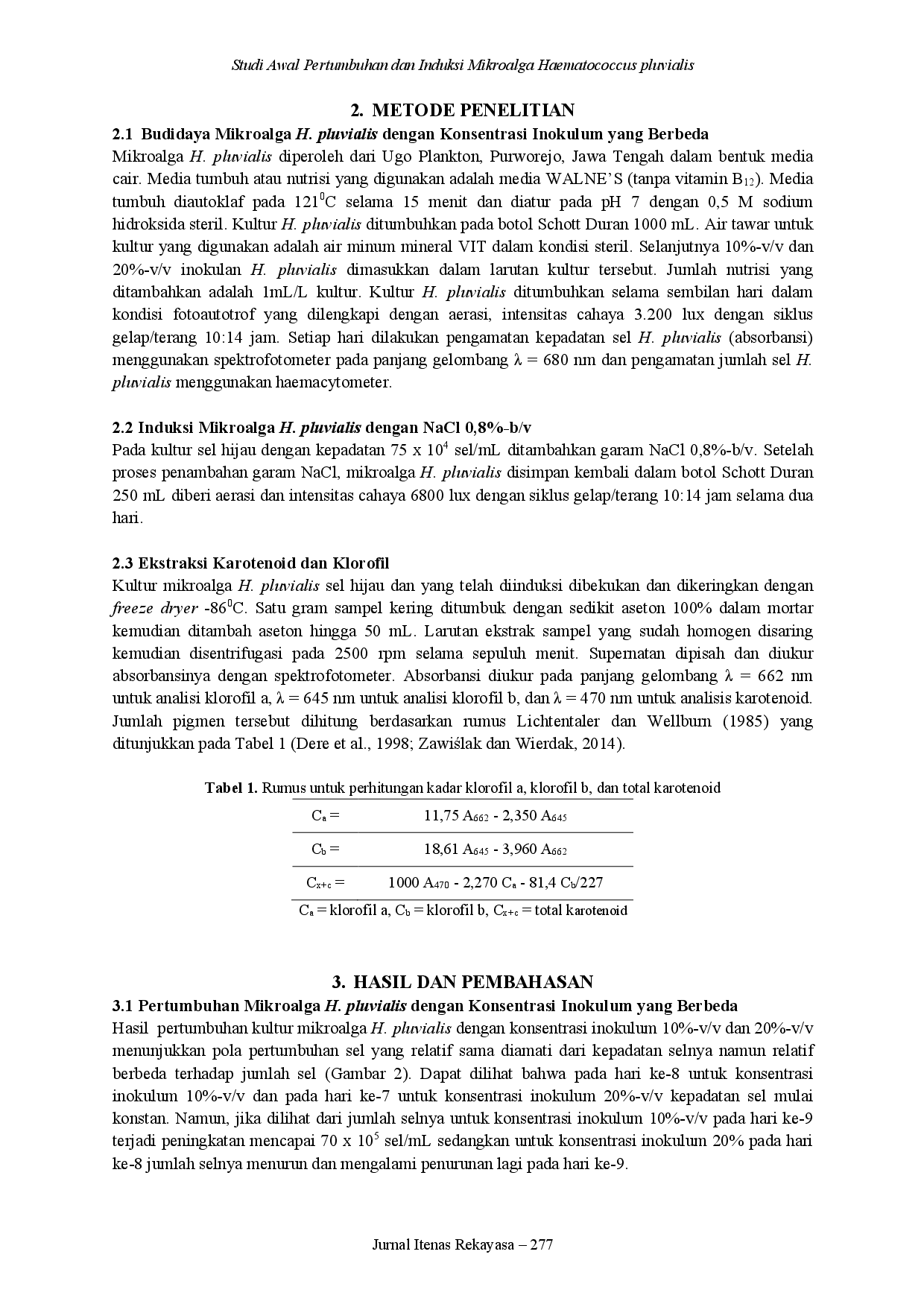 juris Studi Awal Pertumbuhan dan Induksi Mikroalga Haematococcus Pluvialis