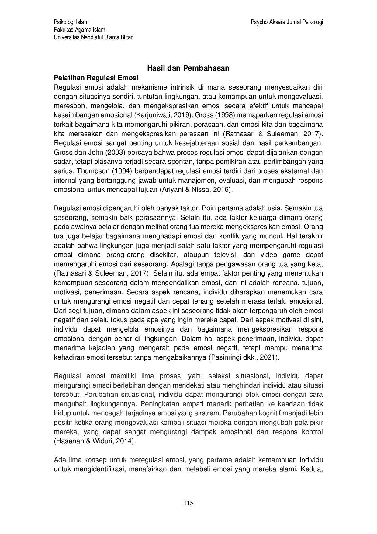 JURIS Efektivitas Pelatihan Regulasi Emosi Terhadap Kepuasan Pernikahan Dewasa Literature Review