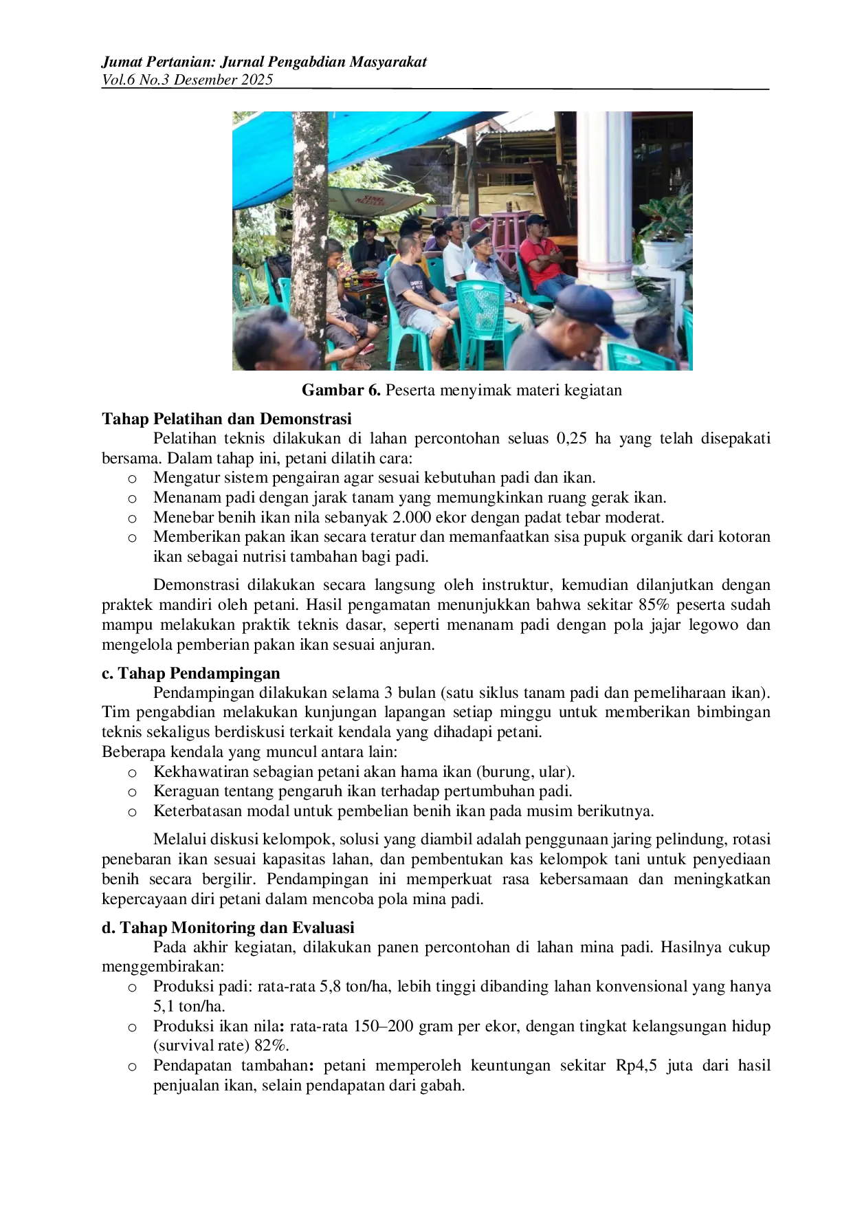 JURIS Pemberdayaan Petani Pumpikatu melalui Penerapan Mina Padi sebagai Upaya Optimalisasi Lahan Sawah