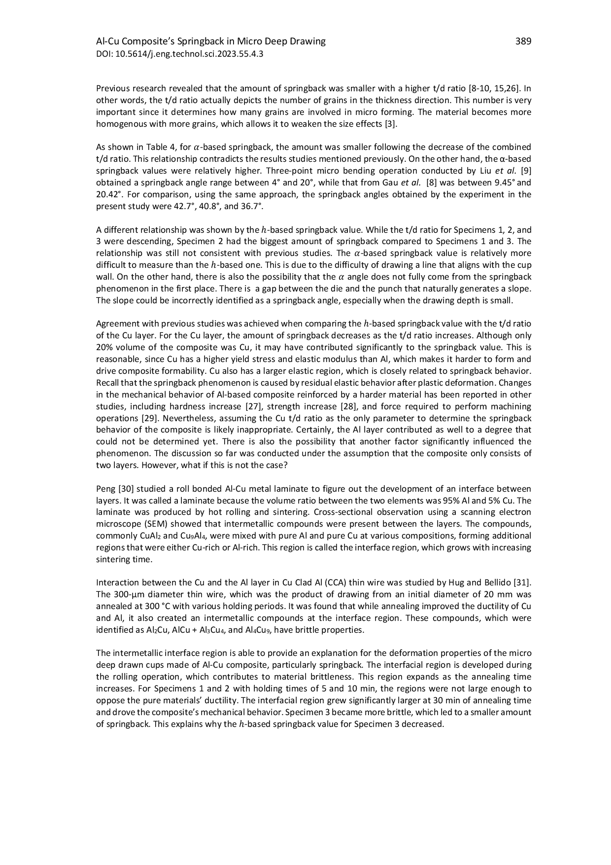 JURIS Al Cu Composite s Springback in Micro Deep Drawing