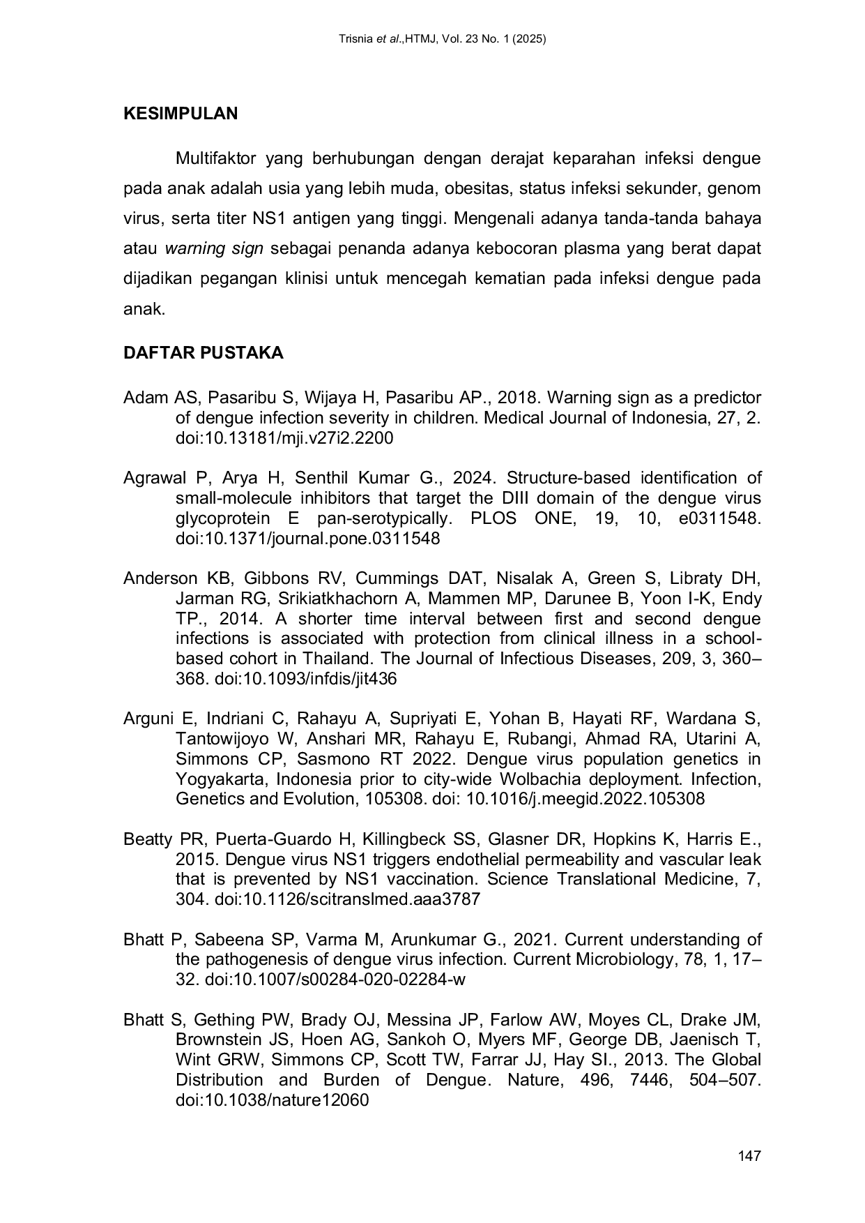 JURIS Faktor Faktor yang Berpengaruh Terhadap Keparahan Infeksi Dengue pada Anak