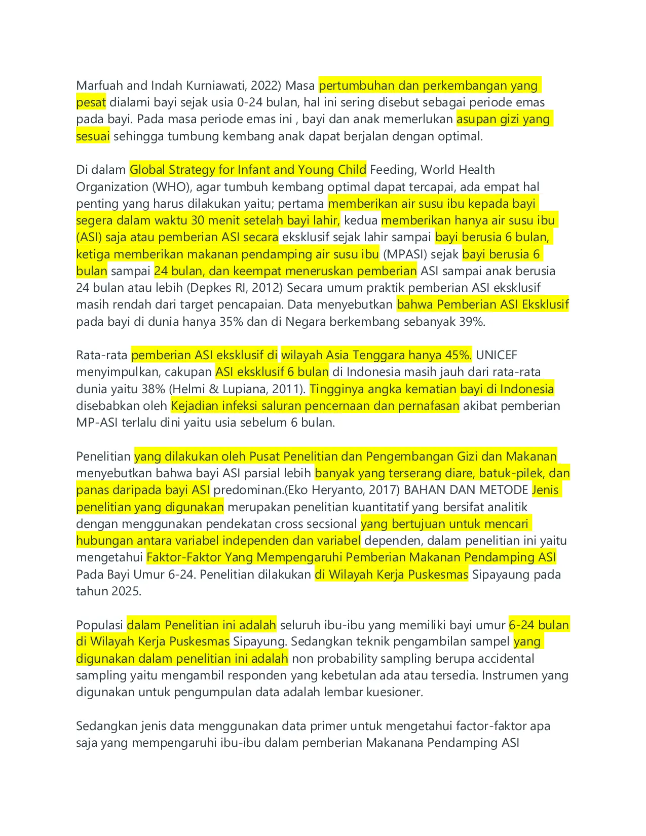 JURIS Faktor Faktor Yang Mempengaruhi Pemberian Makanan Pendamping ASI MP ASI Pada Bayi Umur 6 24 Bulan Di Wilayah Kerja Puskesmas Sipayung