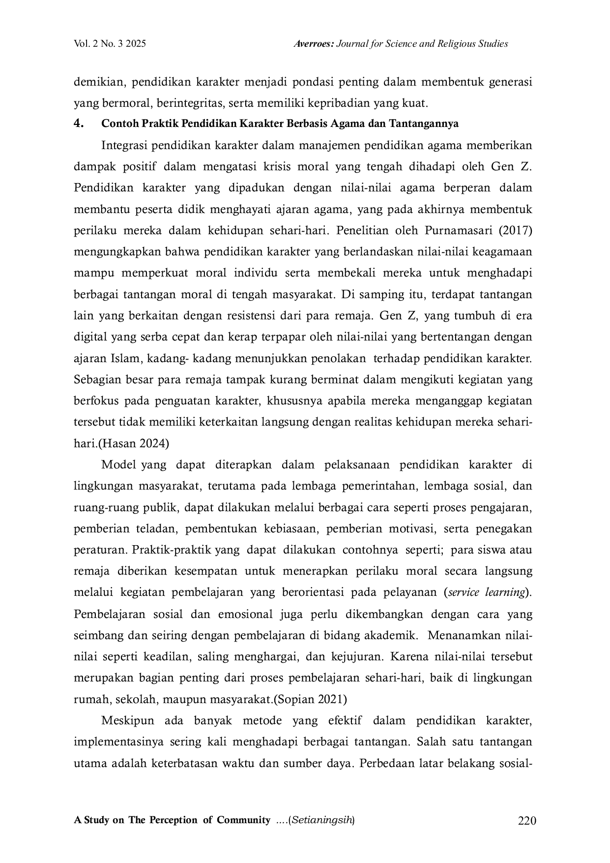JURIS A Study on The Perception of Community on The Role of Religion In Character Education For The Young Generation