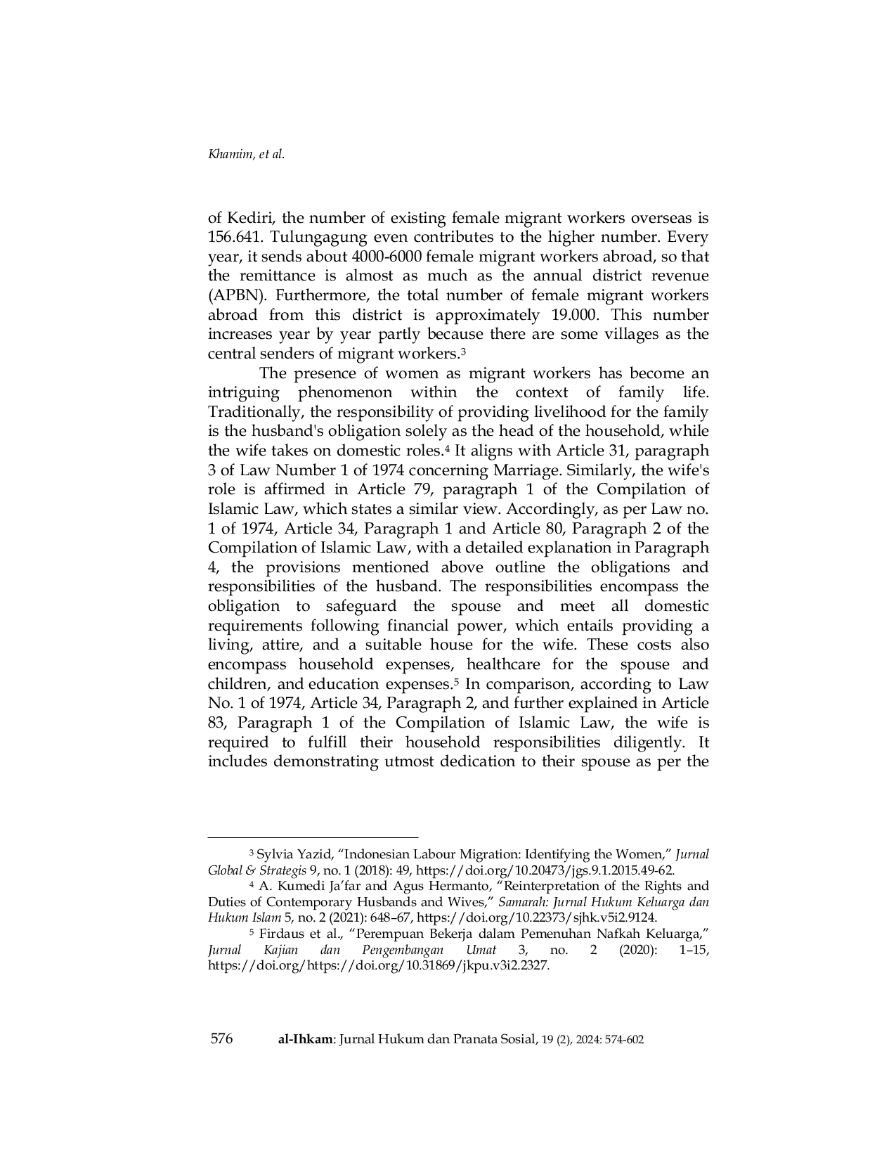 JURIS Livelihood Responsibility Shifting to Migrant Worker Wives A Reading of Qur an and Hadith in Muslim Community