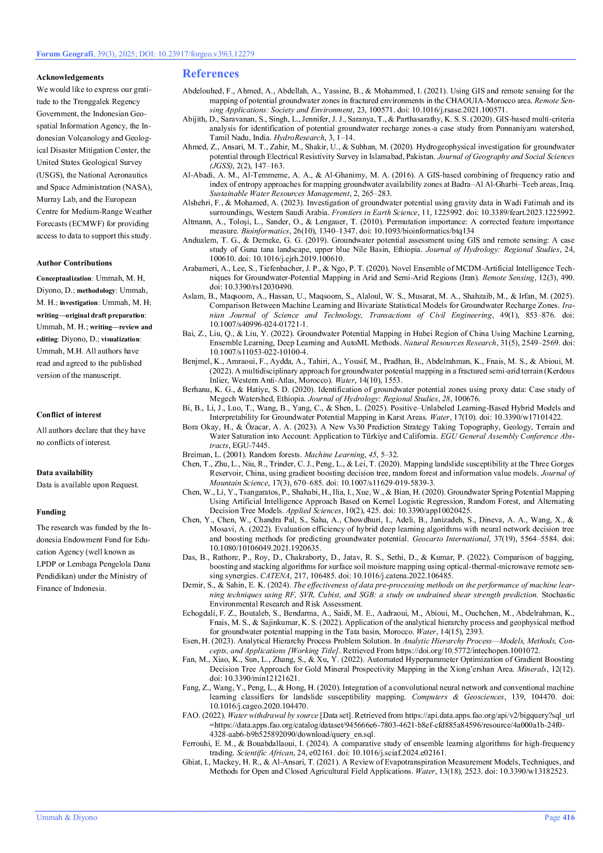 JURIS Optimized Artificial Intelligence Based Algorithm for Groundwater Potential Mapping in Trenggalek Regency Indonesia