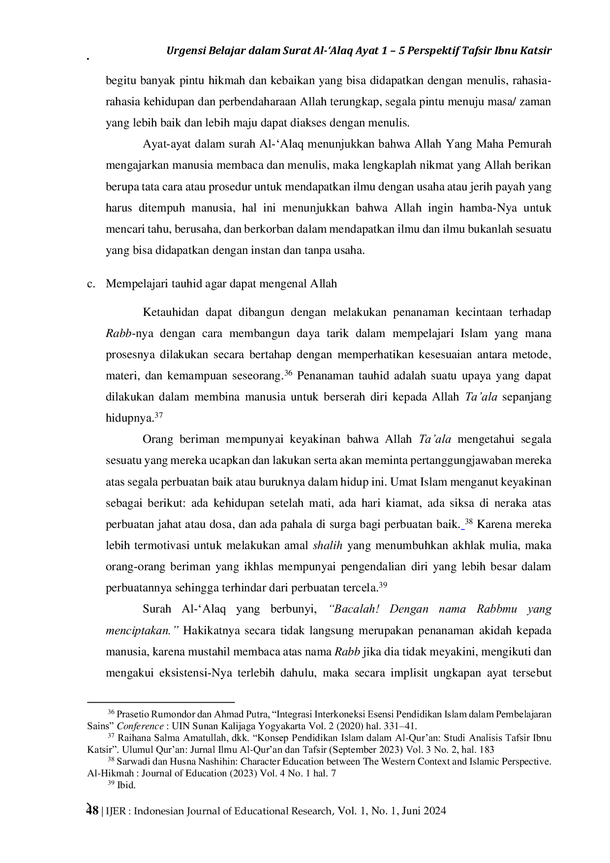 JURIS Urgensi Belajar dalam Surah Al Alaq Ayat 1 5 Perspektif Tafsir Ibnu Katsir