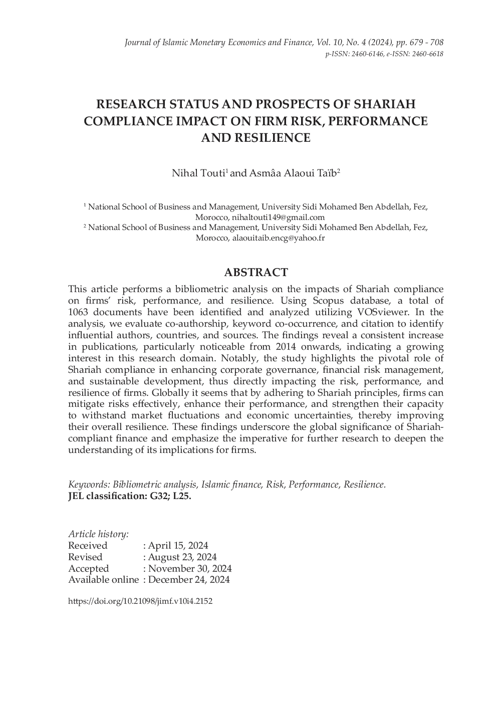 JURIS Research Status and Prospects of Shariah Compliance Impact on Firm Risk Performance and Resilience