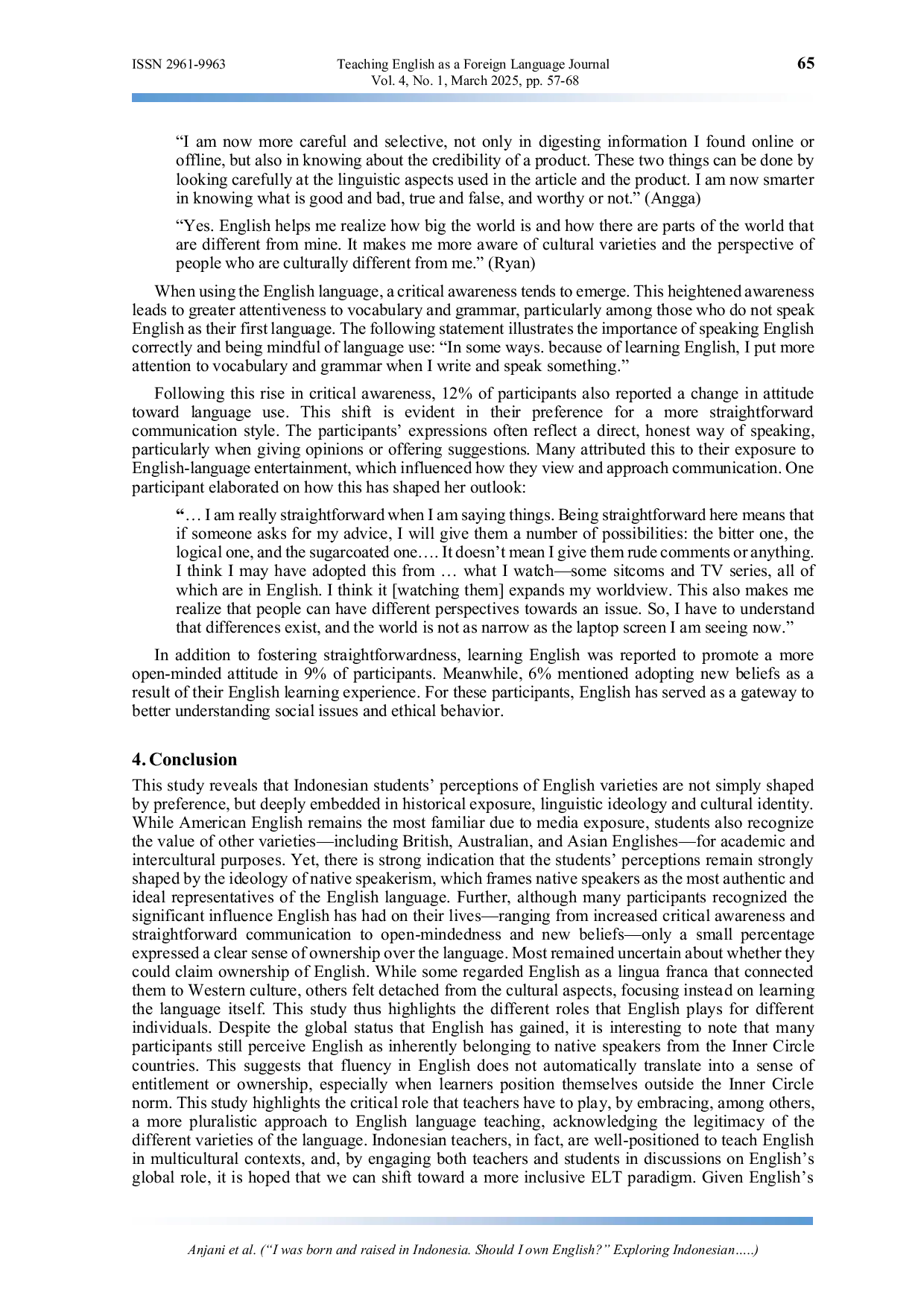 JURIS I was born and raised in Indonesia Should I own English Exploring Indonesian students preferences and ownership of English