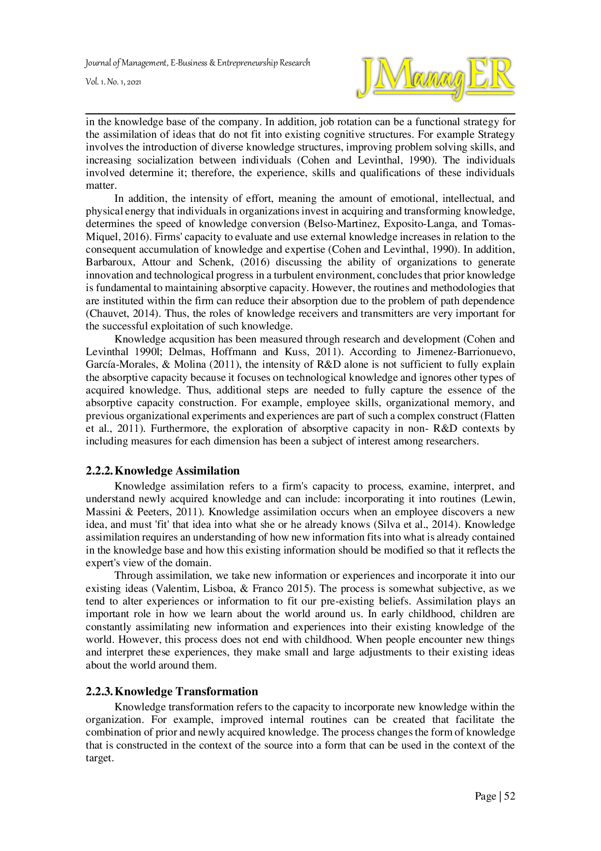 JURIS Absorptive Capacity in Small and Medium Enterprises