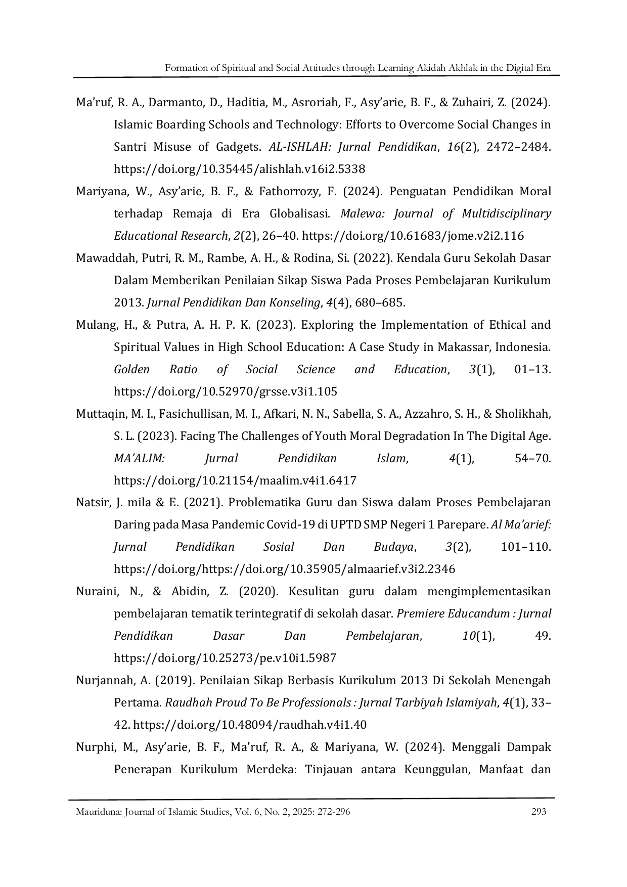 JURIS Formation of Spiritual and Social Attitudes through Learning Akidah Akhlak in the Digital Era