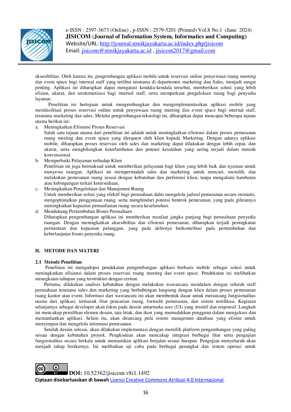 JURIS Aplikasi Mobile Reservasi Ruang Meeting Dan Event Space Pada Marquee Executive Offices