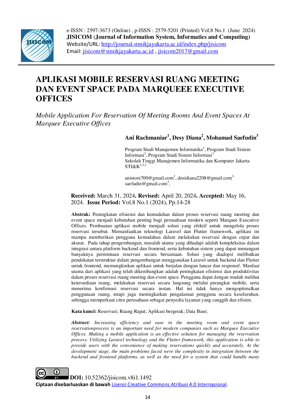 JURIS Aplikasi Mobile Reservasi Ruang Meeting Dan Event Space Pada Marquee Executive Offices