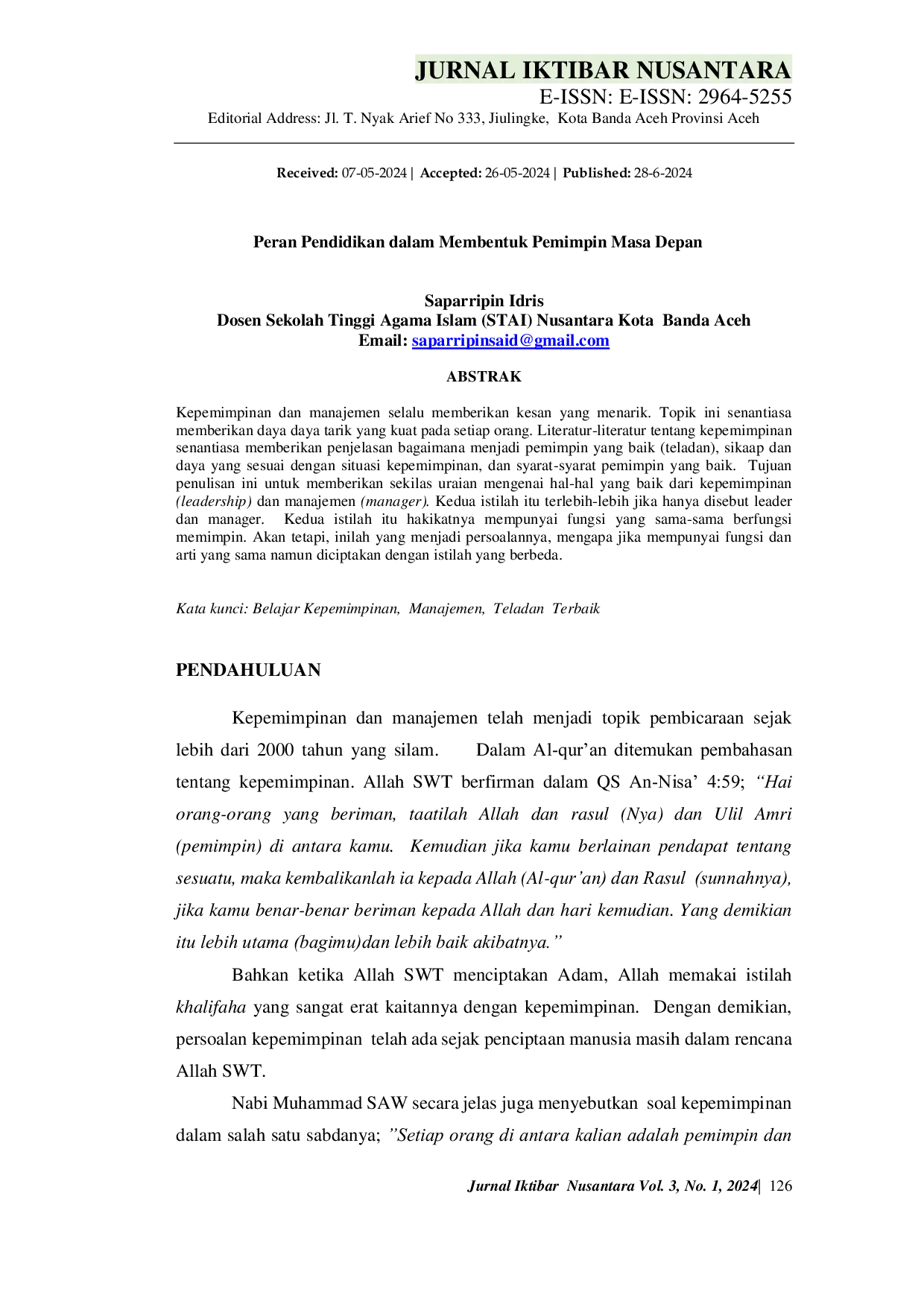 JURIS Peran Pendidikan dalam Membentuk Pemimpin Masa Depan