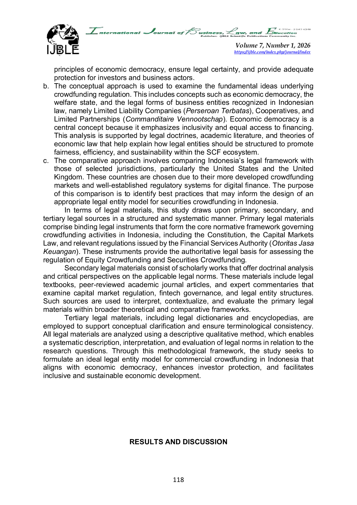 JURIS Reconceptualizing Legal Entity Structures for Indonesian Commercial Crowdfunding