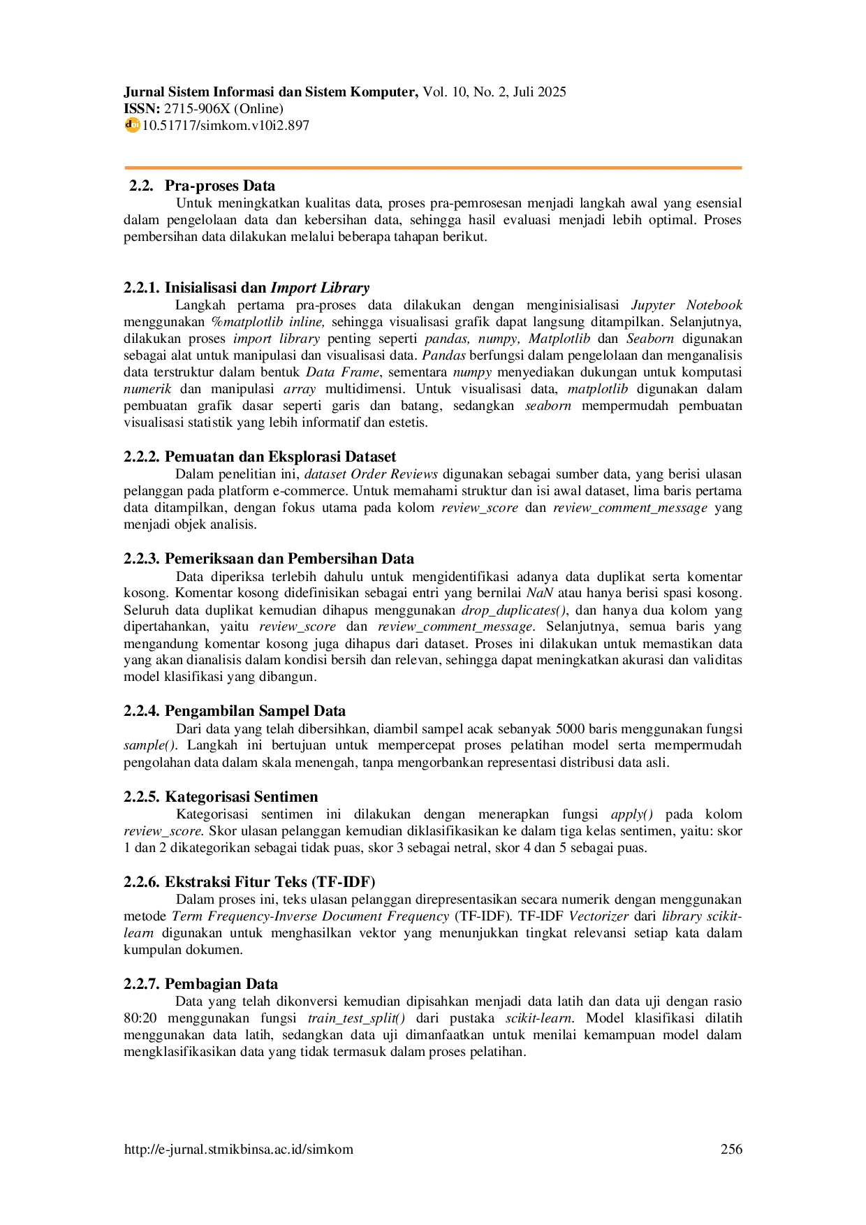 JURIS Naive Bayes dan Decision Tree Studi Kasus Klasifikasi Kepuasan Pelanggan E Commerce