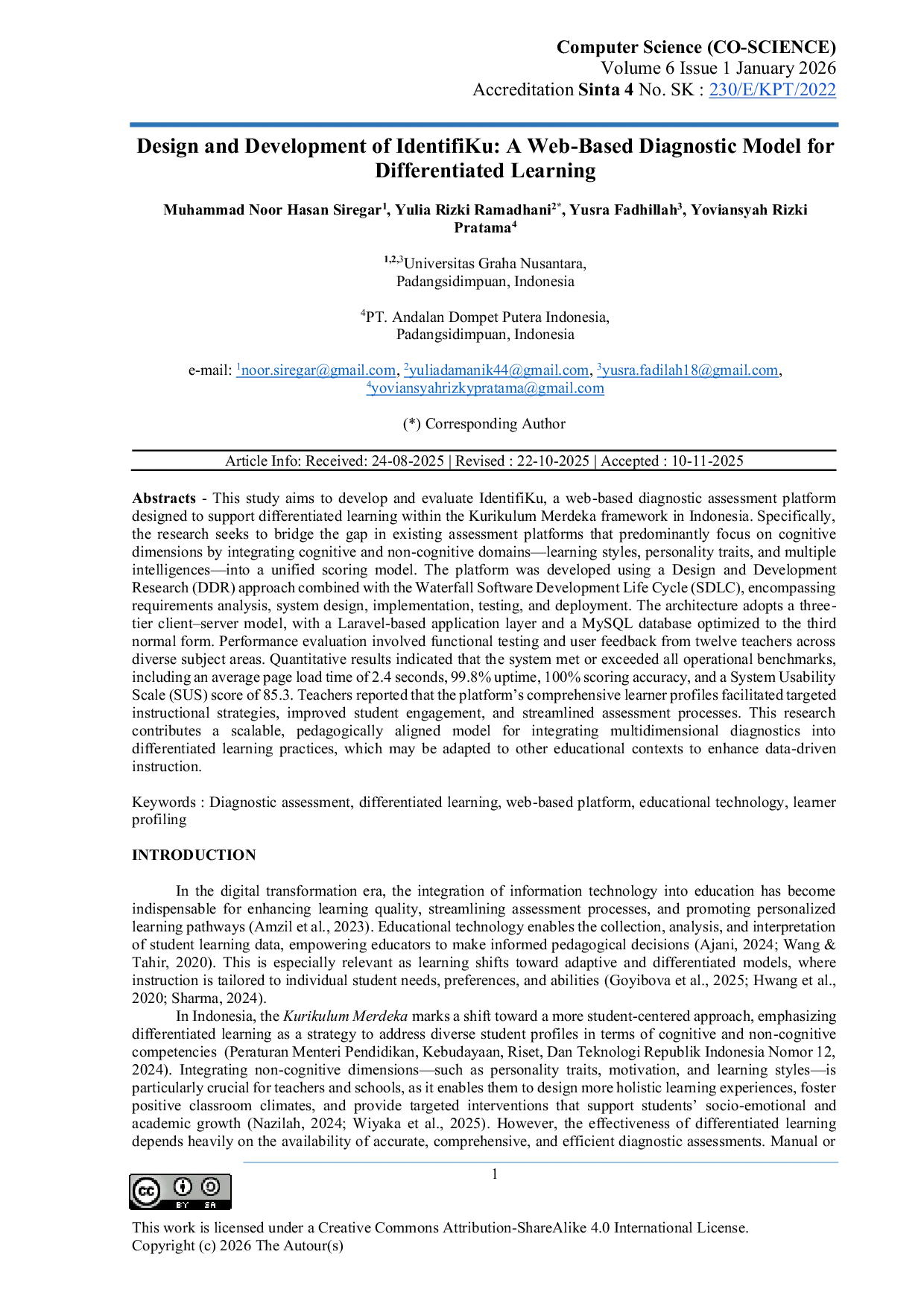 JURIS Design And Development Of IdentifikU A Web Based Diagnostic Model For Differentiated Learning