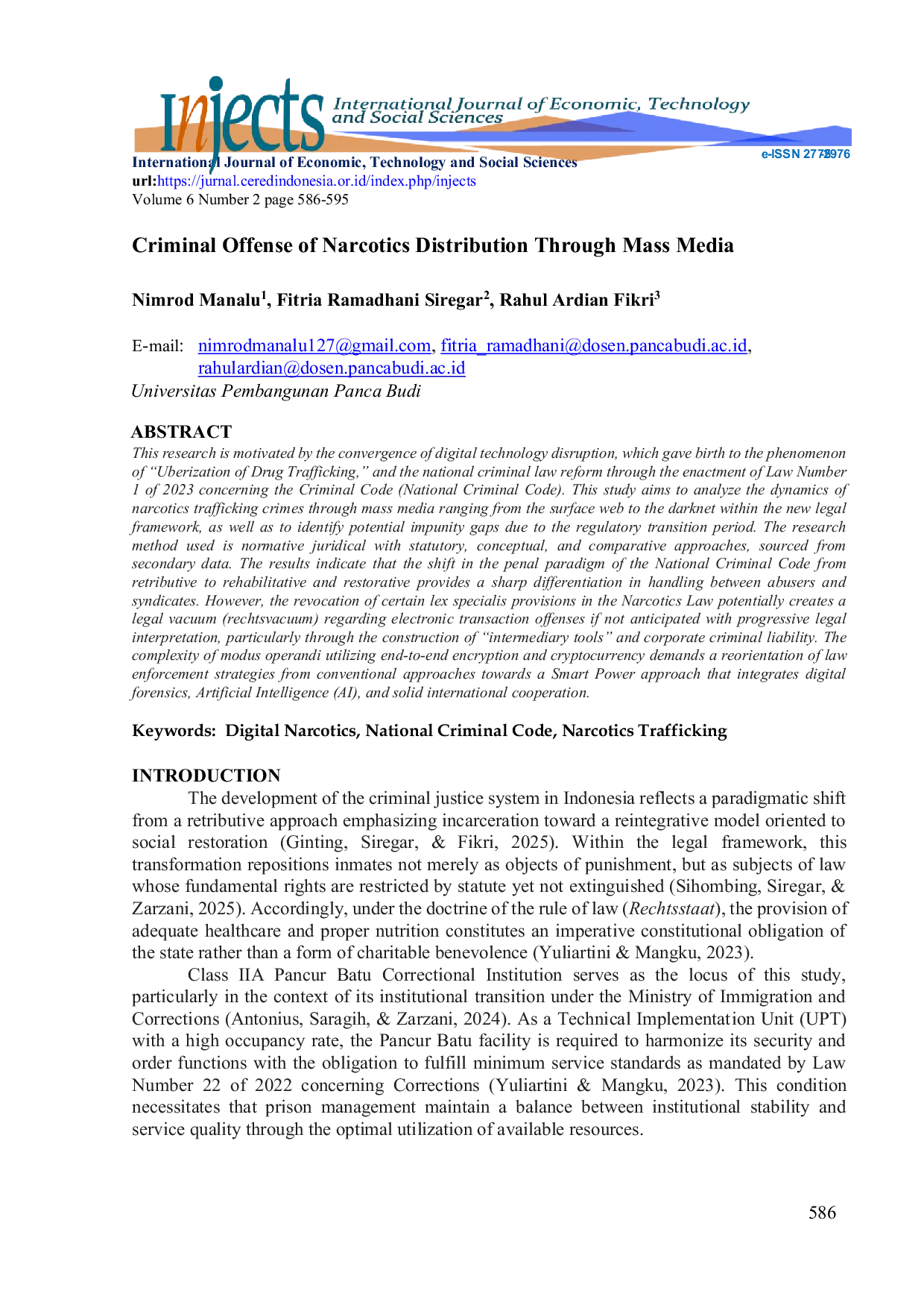 JURIS Criminal Offense of Narcotics Distribution Through Mass Media