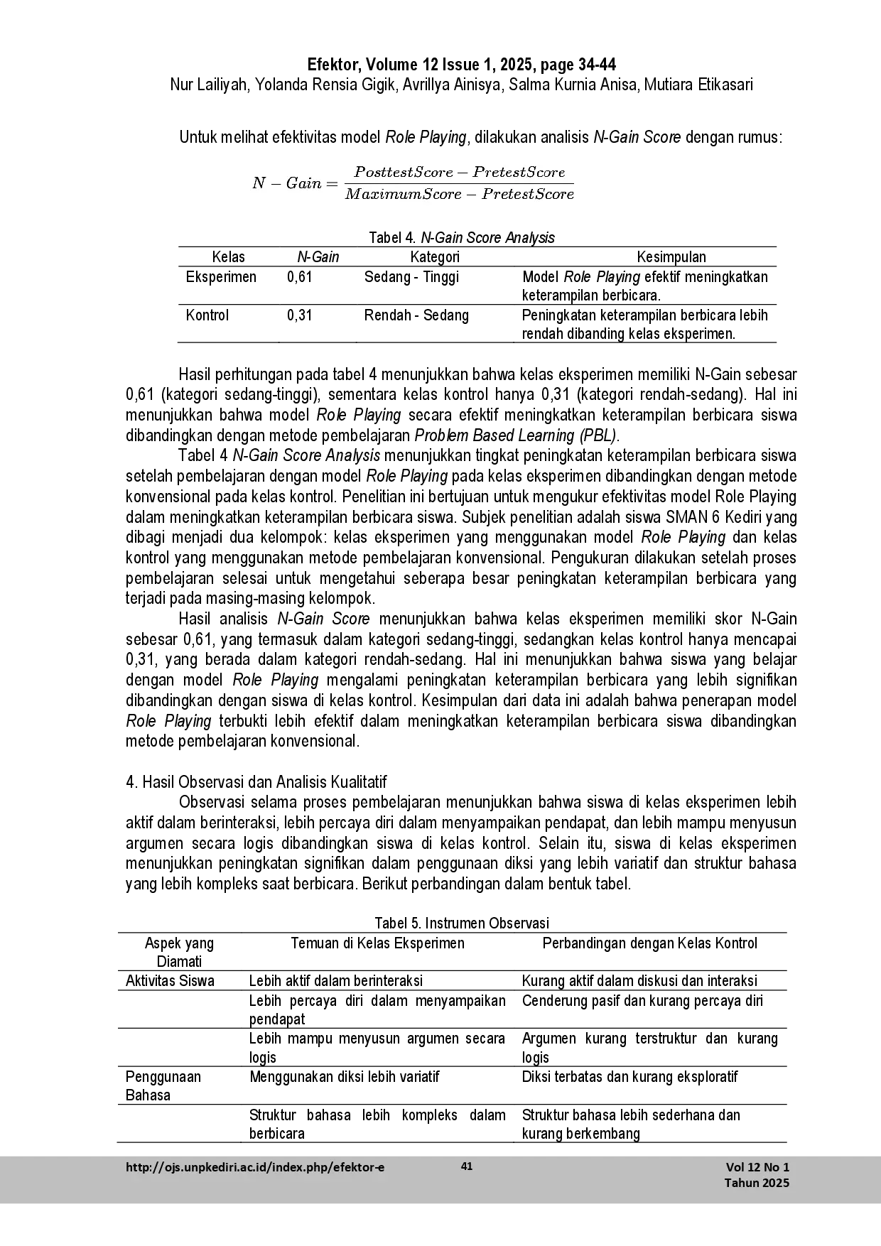 juris Implementasi Model Role Playing dalam Pembelajaran Bahasa Indonesia dan Pengaruhnya terhadap Keterampilan Berkomunikasi