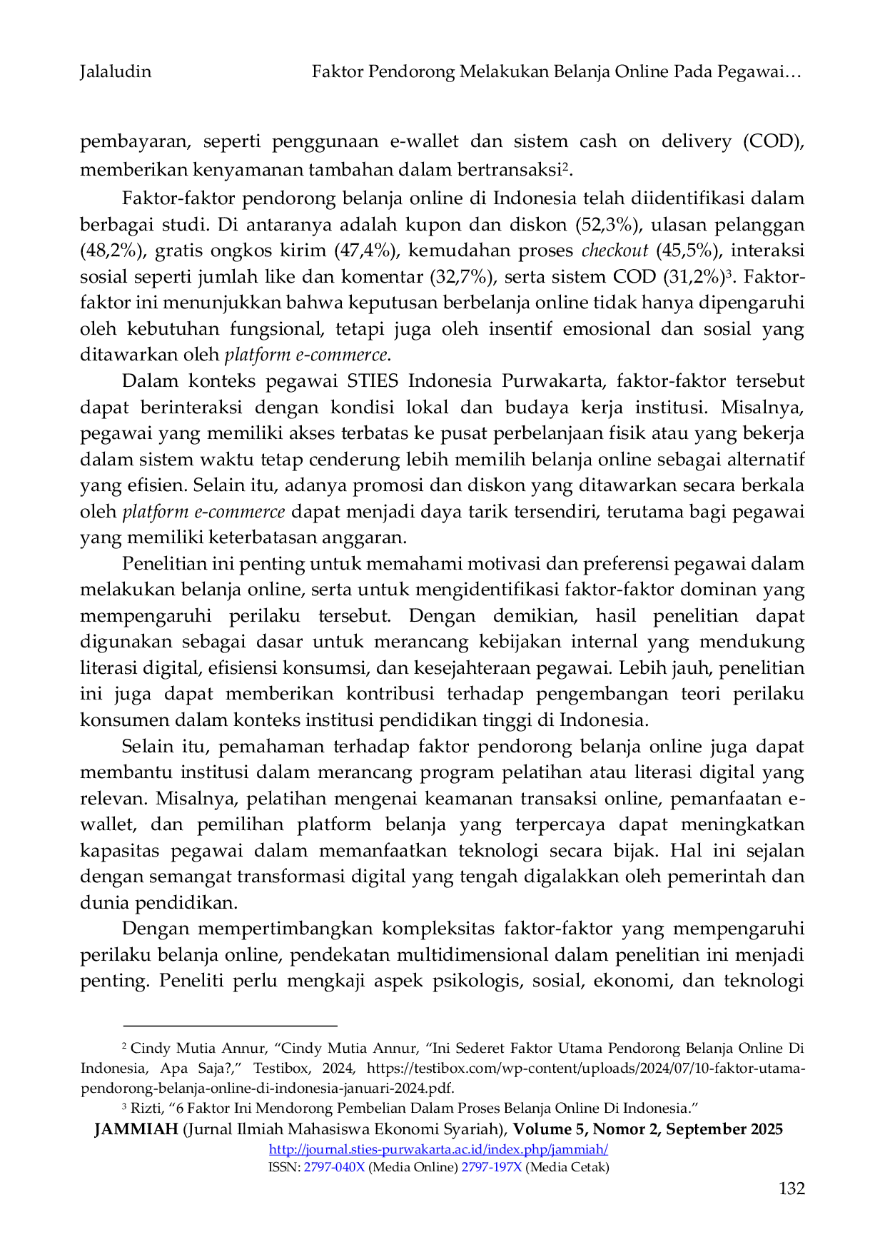 JURIS Faktor Pendorong Melakukan Belanja Online Pada Pegawai di STIES Indonesia Purwakarta