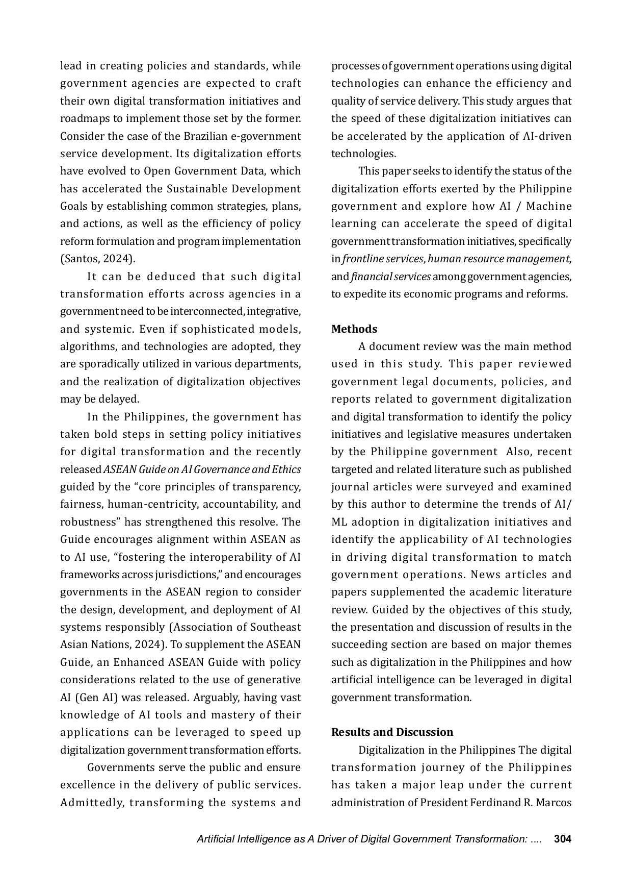 JURIS Artificial Intelligence as A Driver of Digital Government Transformation Applications and Trends in Government Operations in the Philippines