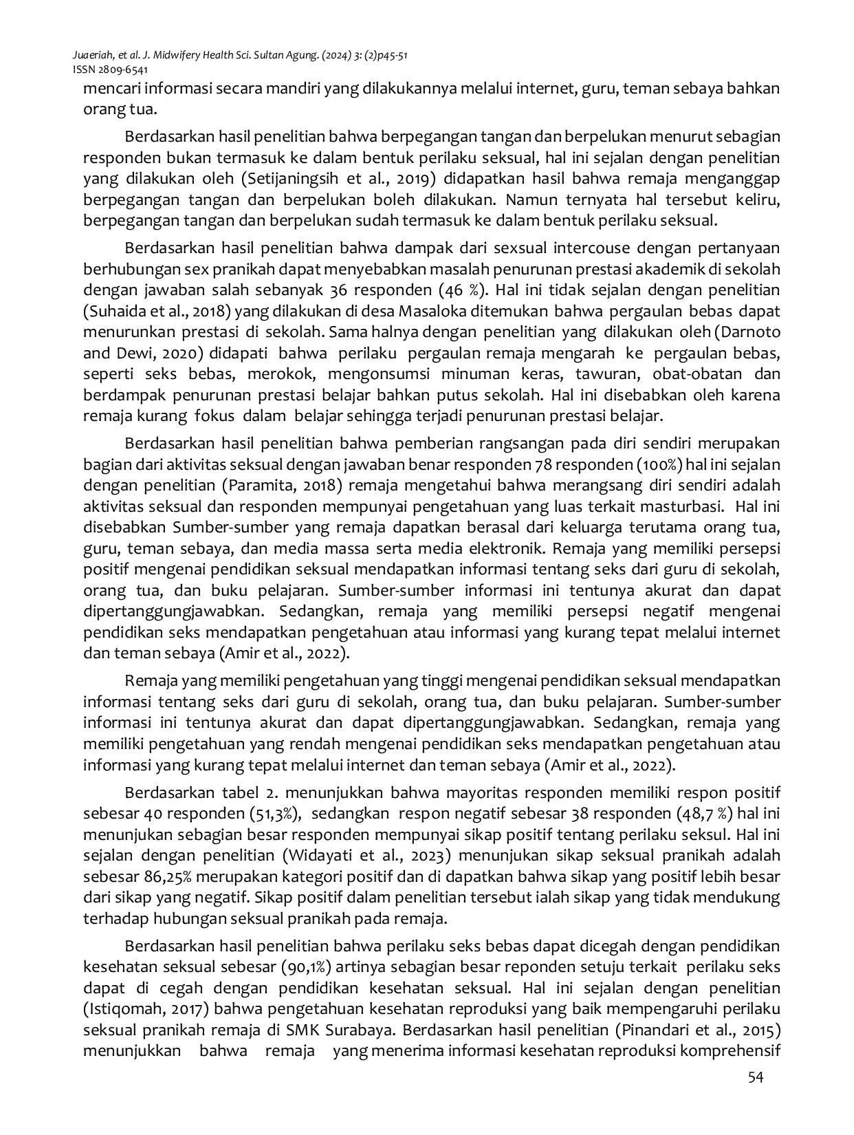 JURIS Gambaran Perilaku Seksual Beresiko Pada Remaja Pranikah Di SMA Negeri 10 Semarang