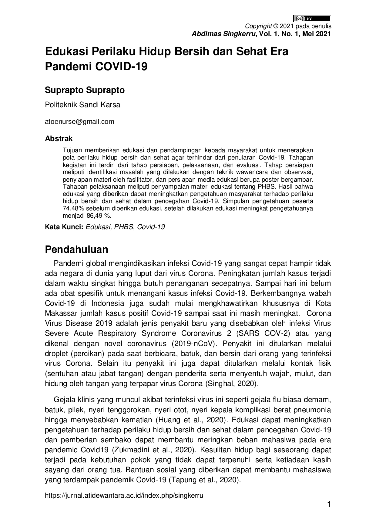 JURIS Edukasi Perilaku Hidup Bersih dan Sehat Era Pandemi COVID 19