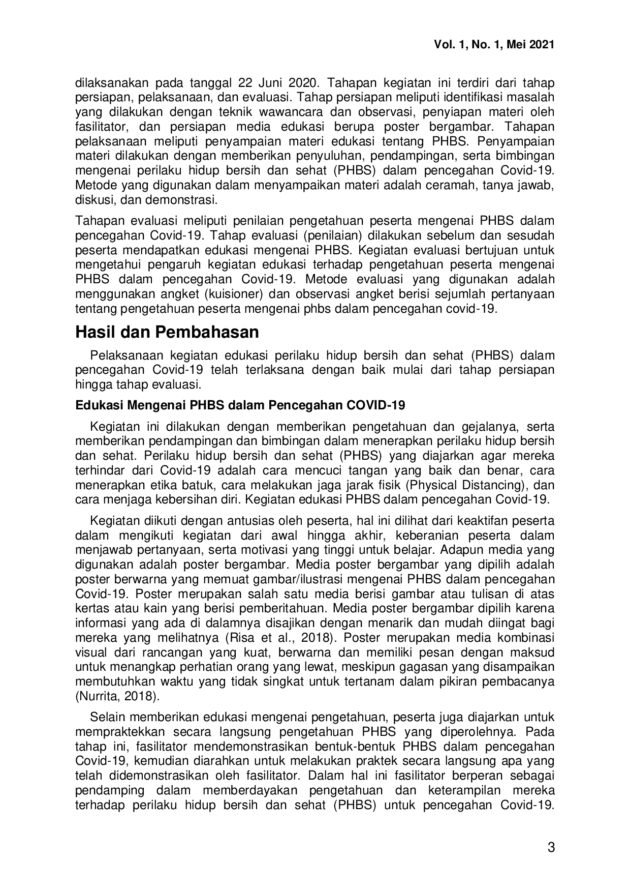 JURIS Edukasi Perilaku Hidup Bersih dan Sehat Era Pandemi COVID 19