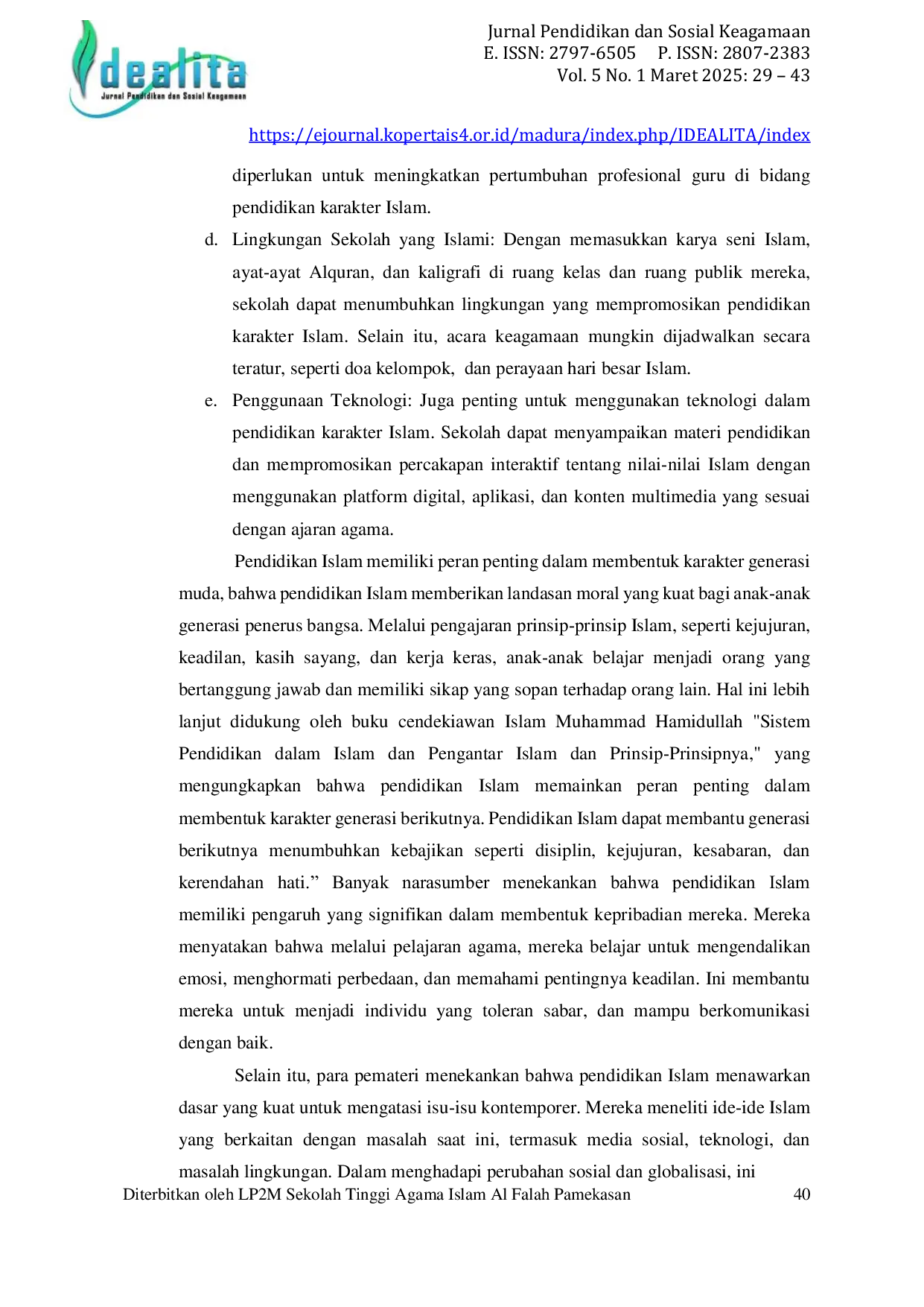 JURIS Upaya Membentuk Karakter Pada Generasi Muda Dalam Pendidikan Islam