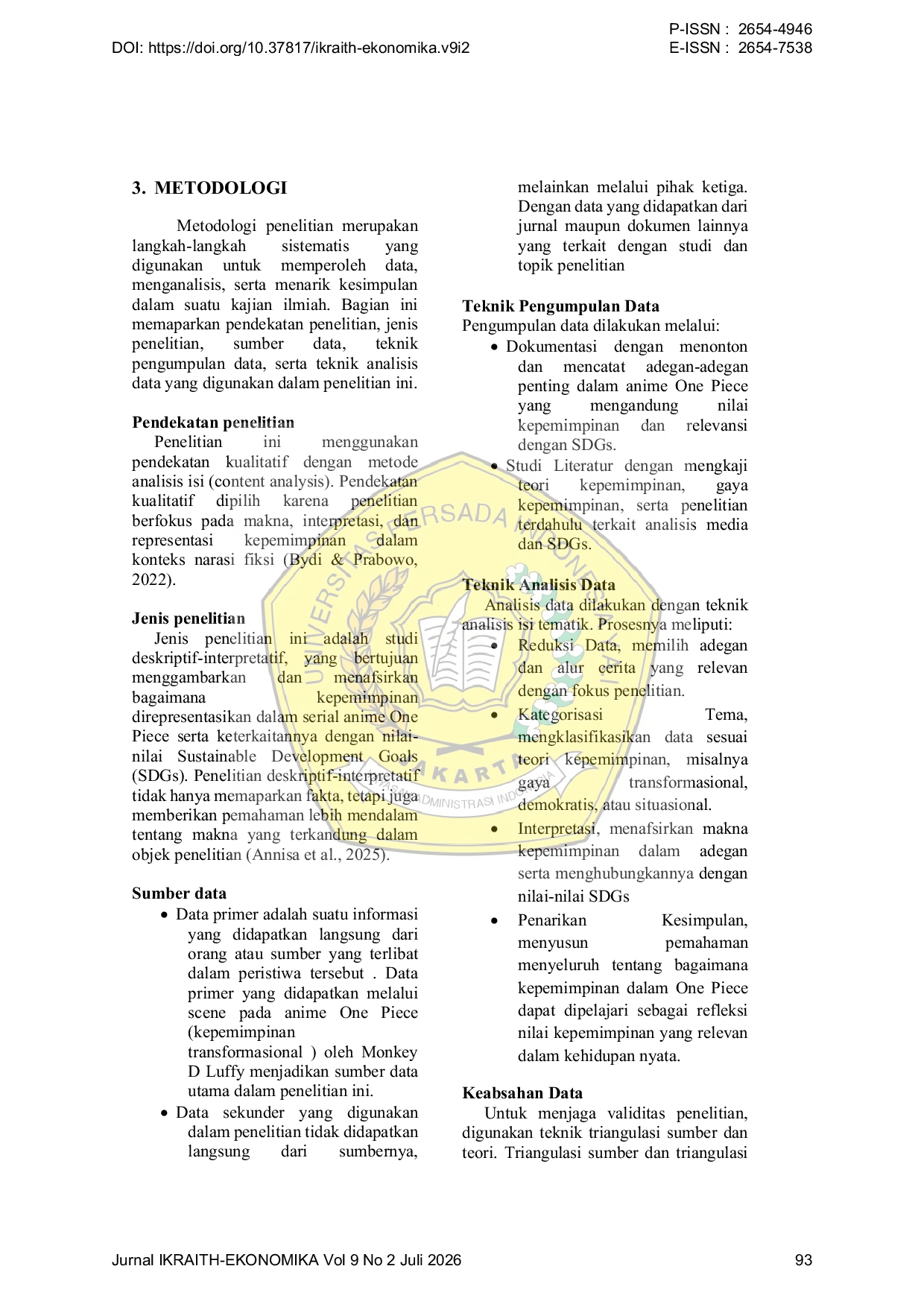 JURIS Kepemimpinan Transformatif ala Monkey D Luffy Penelitian Kualitatif Nilai Nilai SDGs dalam One Piece