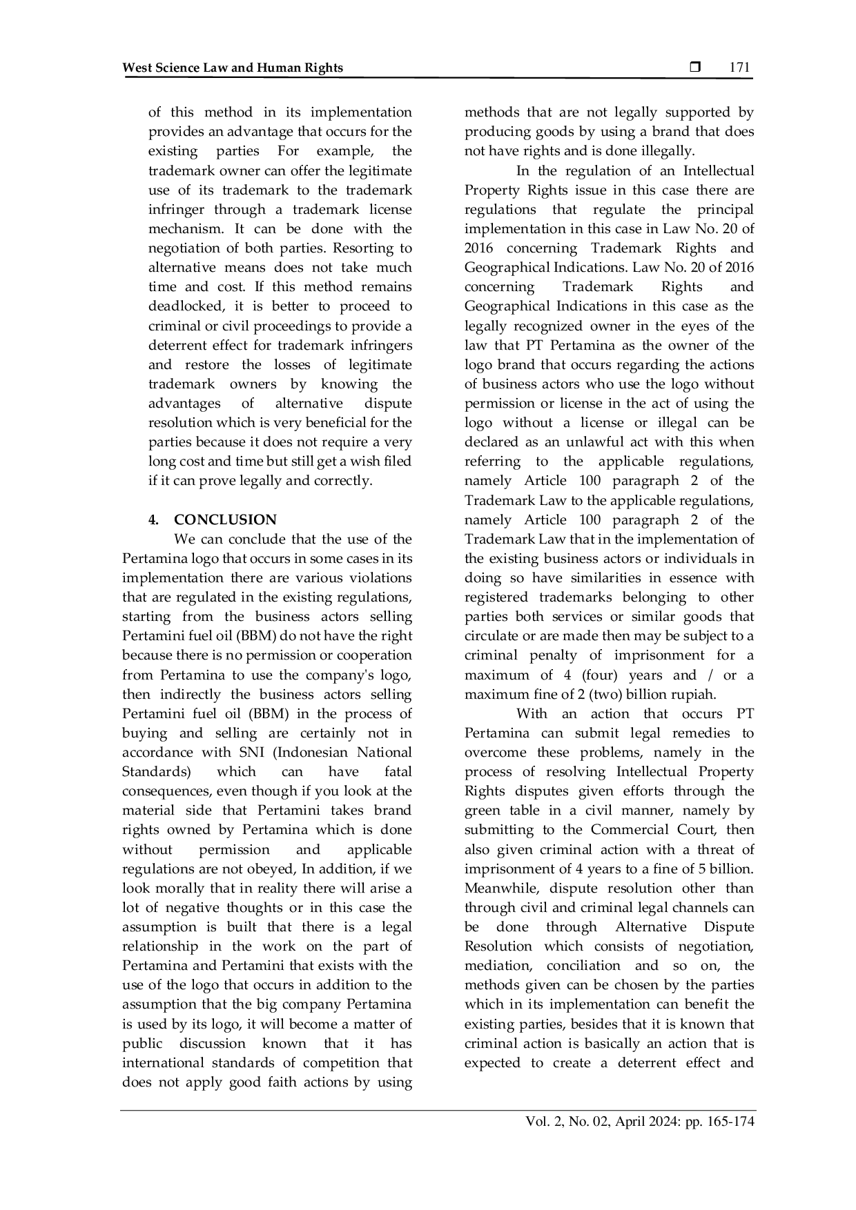 JURIS Protection of Pertamina Logo Intellectual Property Rights against Brand Use outside the Collaboration Network