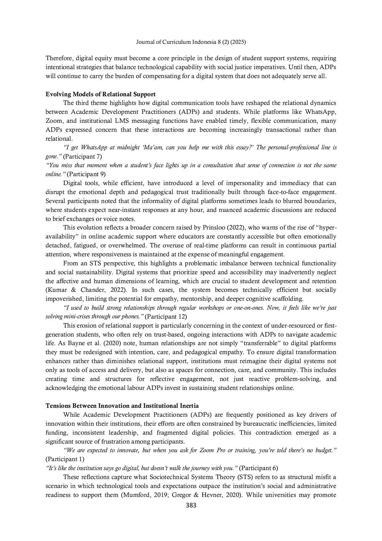 JURIS Reimagining Student Support in the Digital Era To Explore How Digital Transformation Shapes Support Services in South African Universities by Academic Development Practitioners