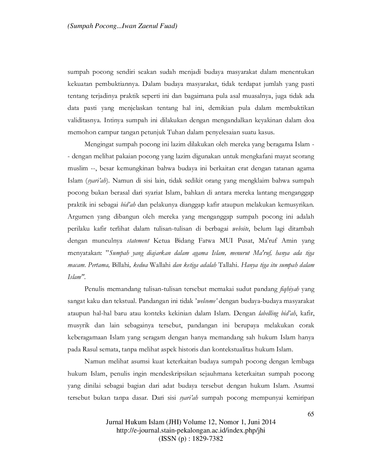 JURIS SUMPAH POCONG Upaya Konstruksi Fiqh Kultural Khas Indonesia