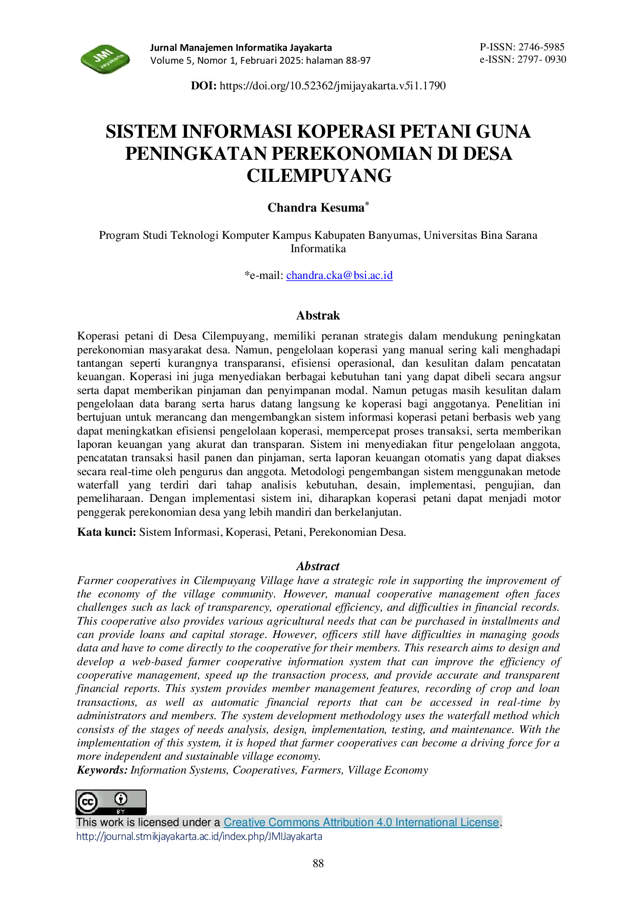 JURIS Sistem Informasi Koperasi Petani Guna Peningkatan Perekonomian di Desa Cilempuyang
