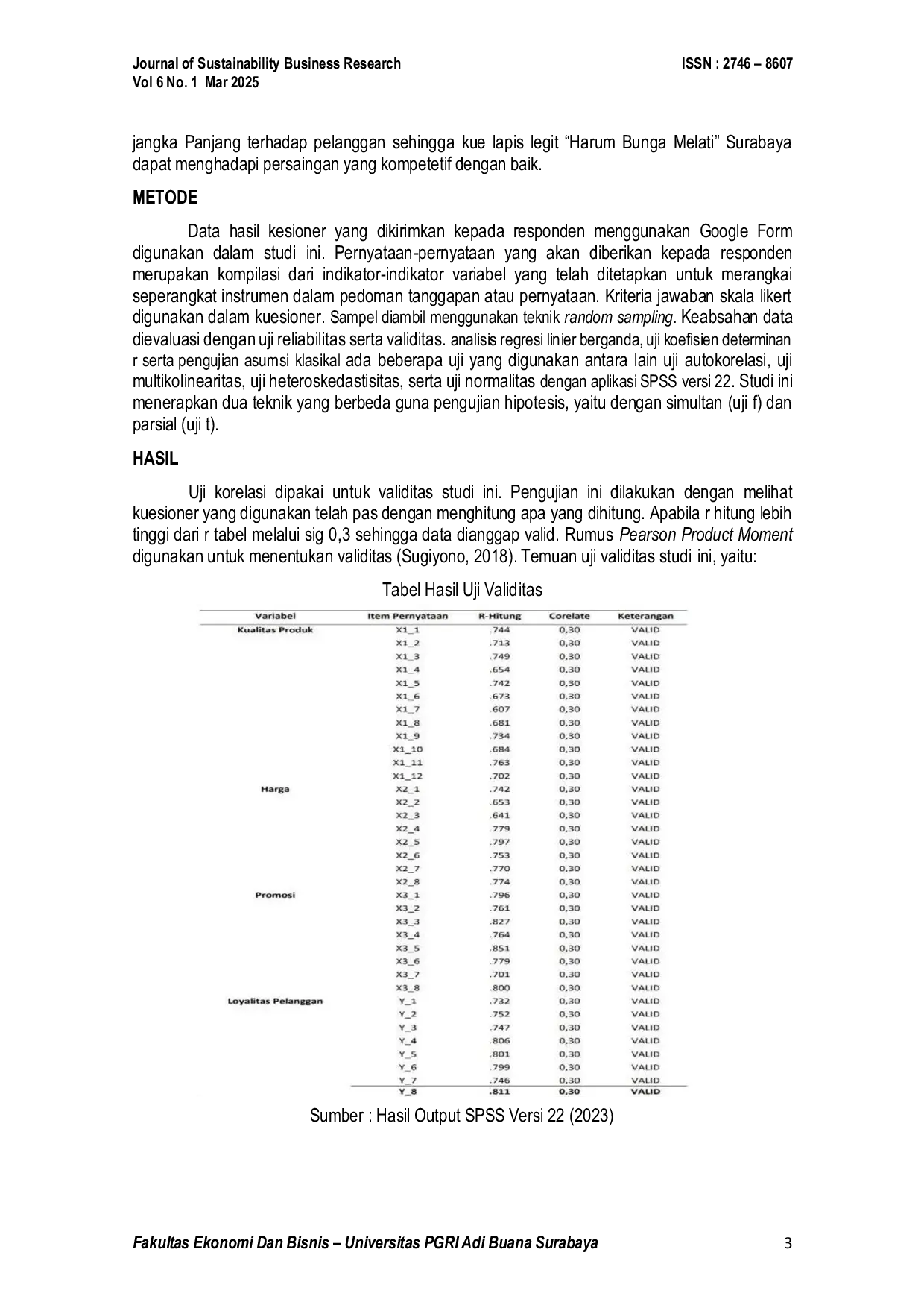 JURIS Pengaruh Kualitas Produk Harga dan Promosi Terhadap Loyalitas Pelanggan Pada Lapis Legit Harum Bunga Melati Surabaya