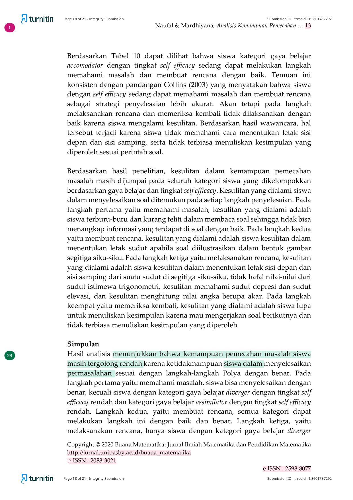 JURIS Analisis Kemampuan Pemecahan Masalah Polya Ditinjau dari Gaya Belajar Kolb dan Self Efficacy