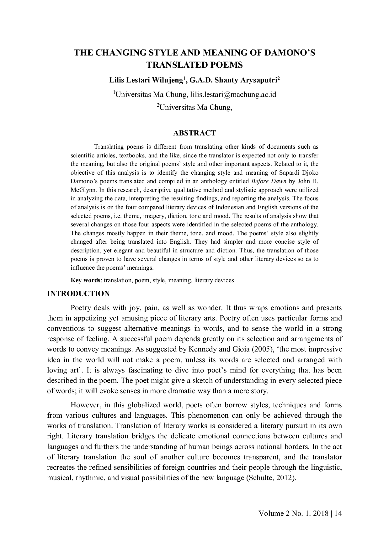 JURIS The Changing Style and Meaning of Damono s Translated Poems