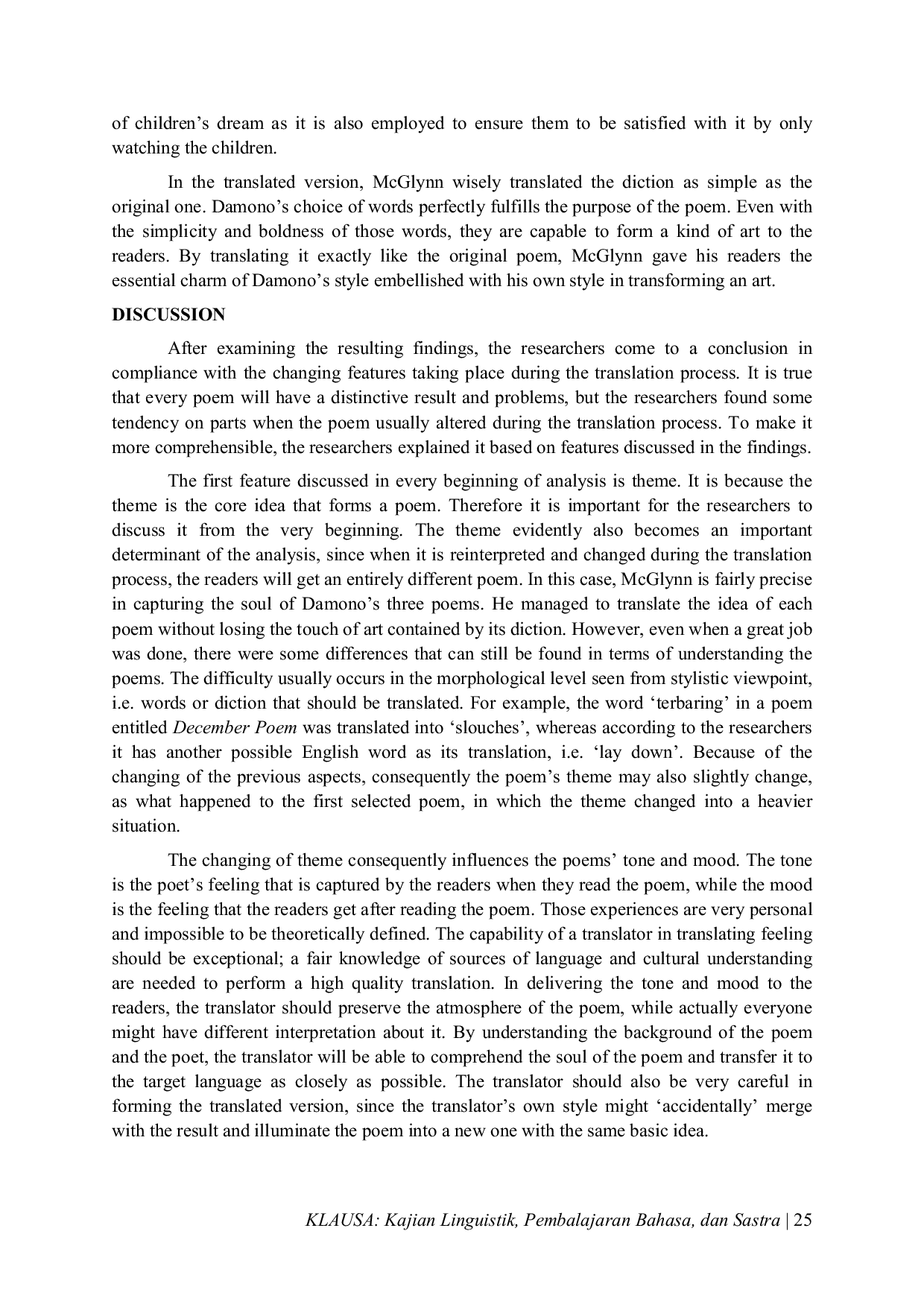 JURIS The Changing Style and Meaning of Damono s Translated Poems