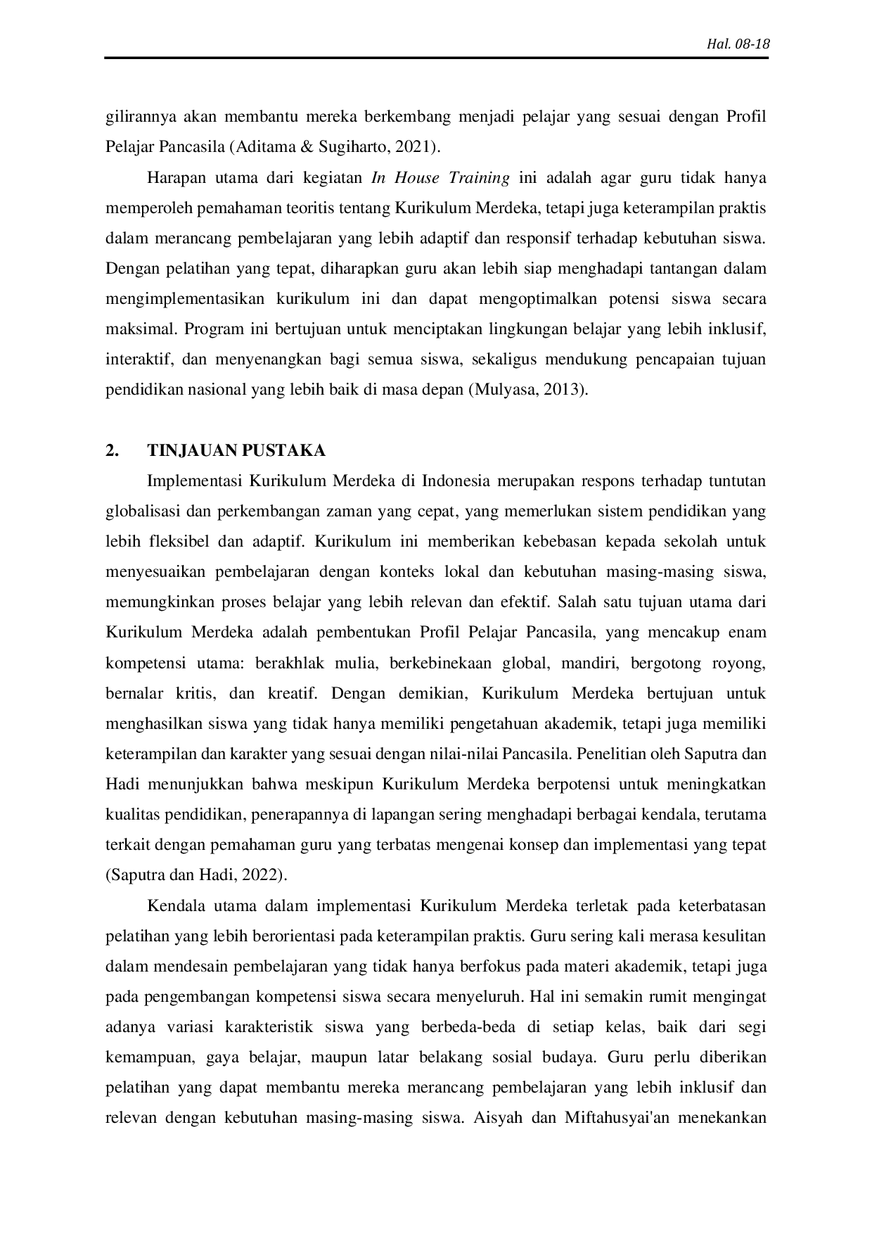 JURIS In House Training Implementasi Kurikulum Merdeka Belajar