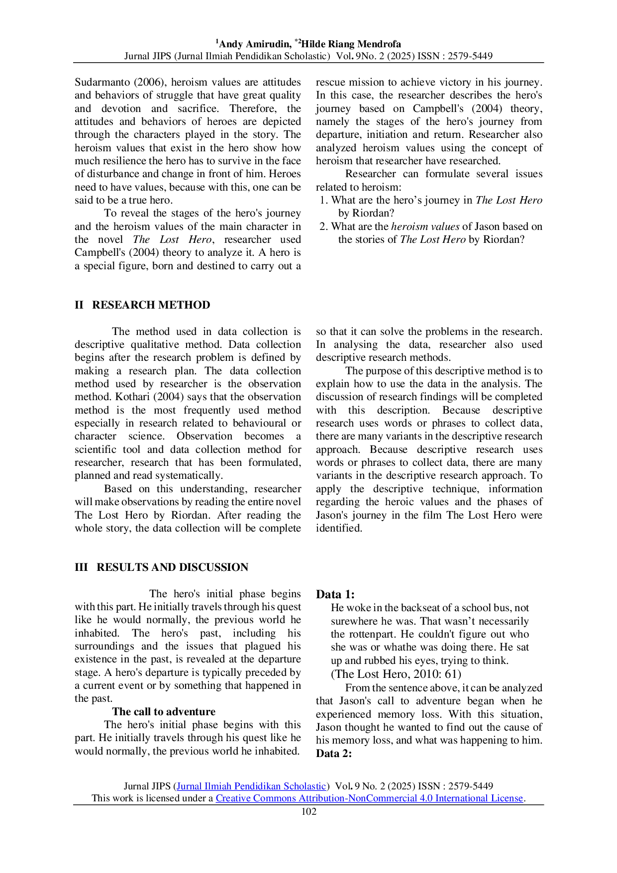 JURIS The Values of Heroism As Seen in Rick Riordan s The Lost Hero