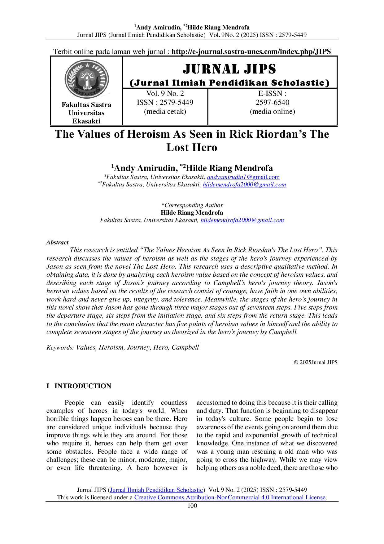 JURIS The Values of Heroism As Seen in Rick Riordan s The Lost Hero