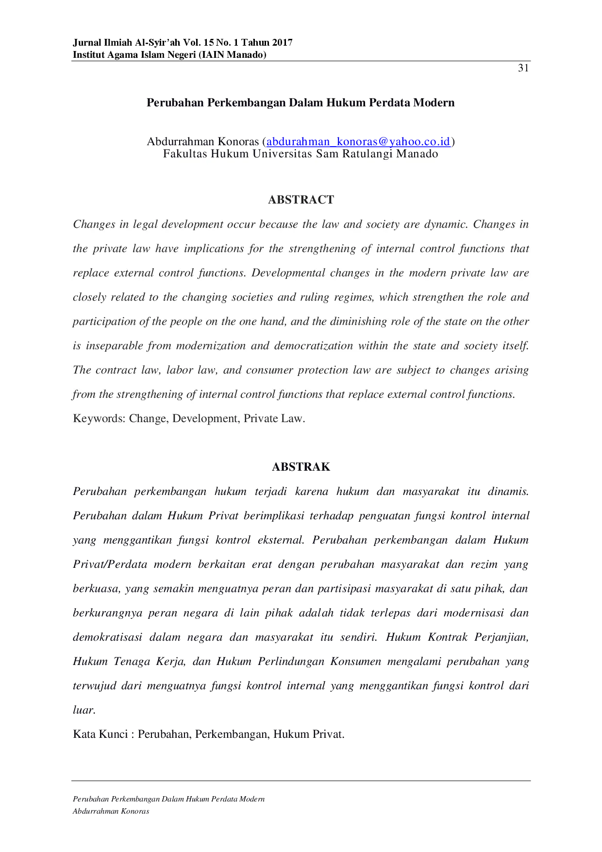 juris Perubahan Perkembangan Dalam Hukum Perdata Modern