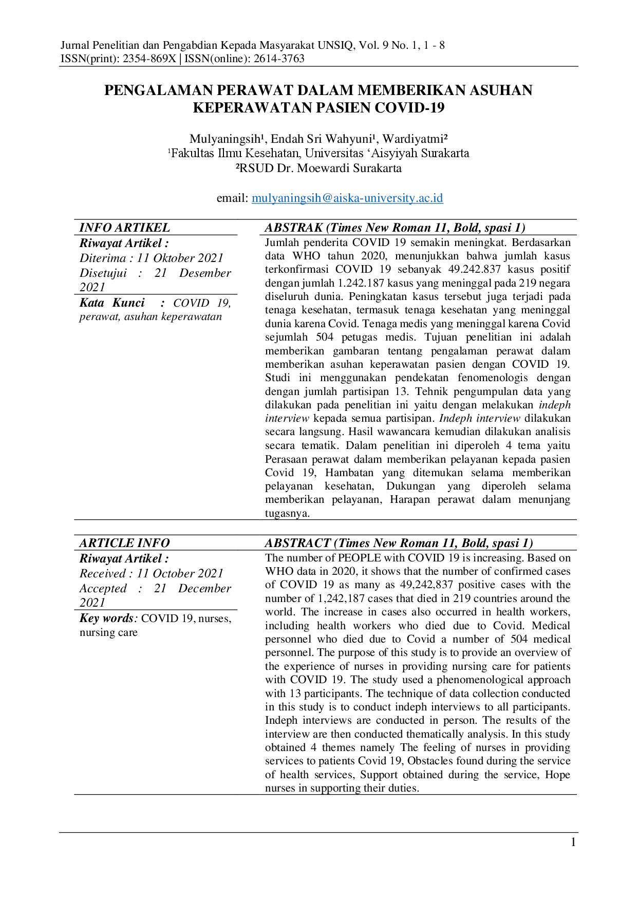 juris Pengalaman Perawat Dalam Memberikan Asuhan Keperawatan Pasien Covid 19