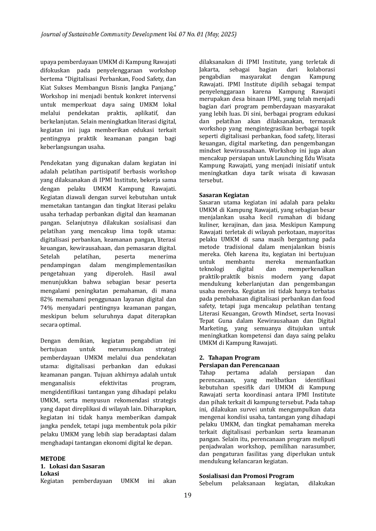 JURIS Strategi Pemberdayaan UMKM melalui Workshop Digitalisasi Perbankan dan Keamanan Pangan di Kampung Rawajati